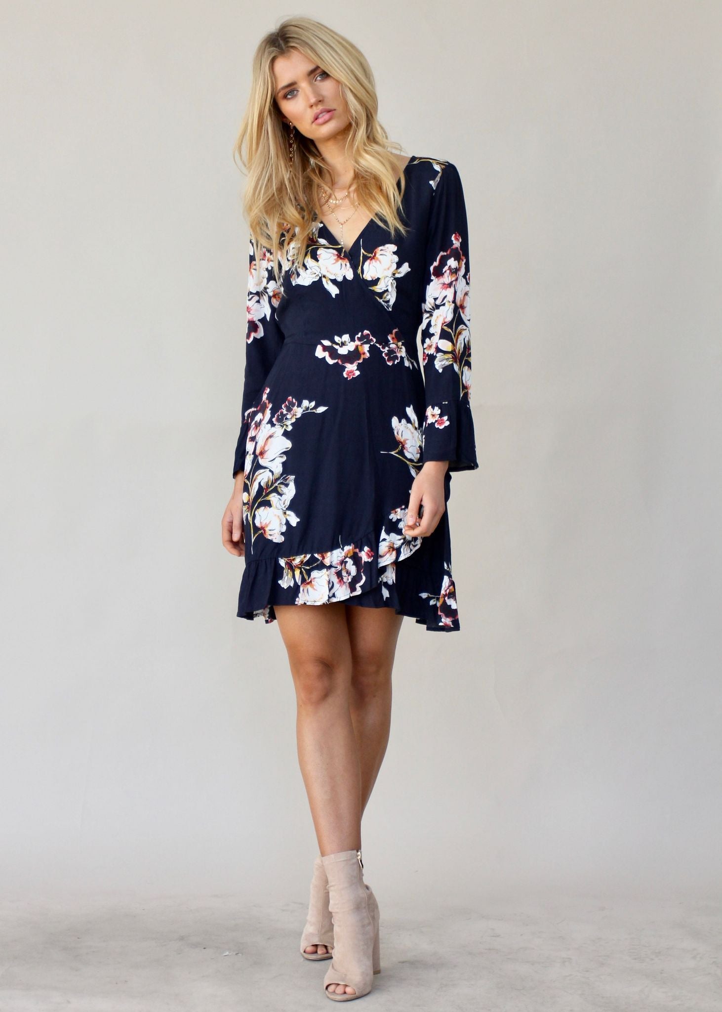 Avina Swing Dress - Navy Floral