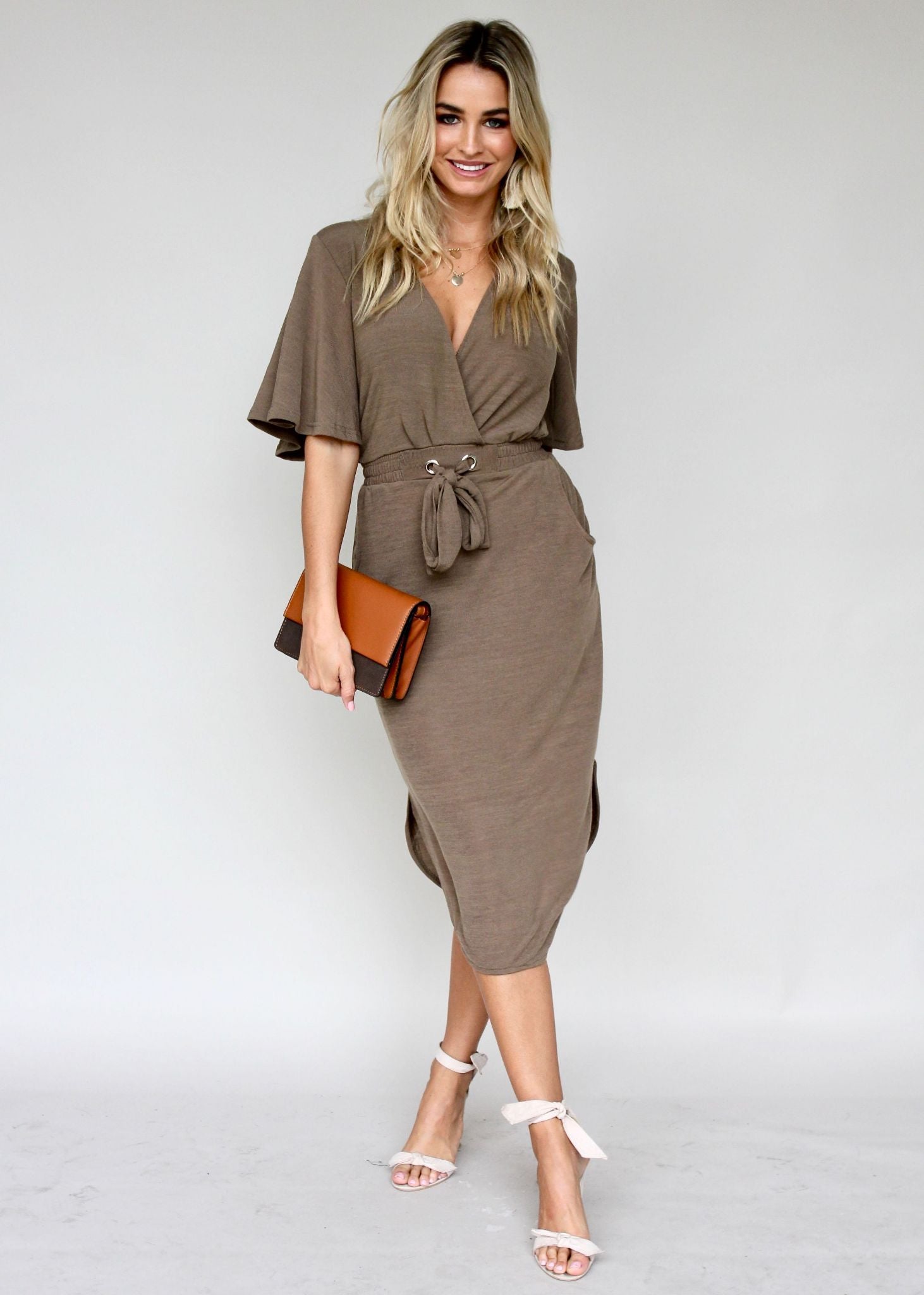 Run & Tell Midi Dress - Khaki