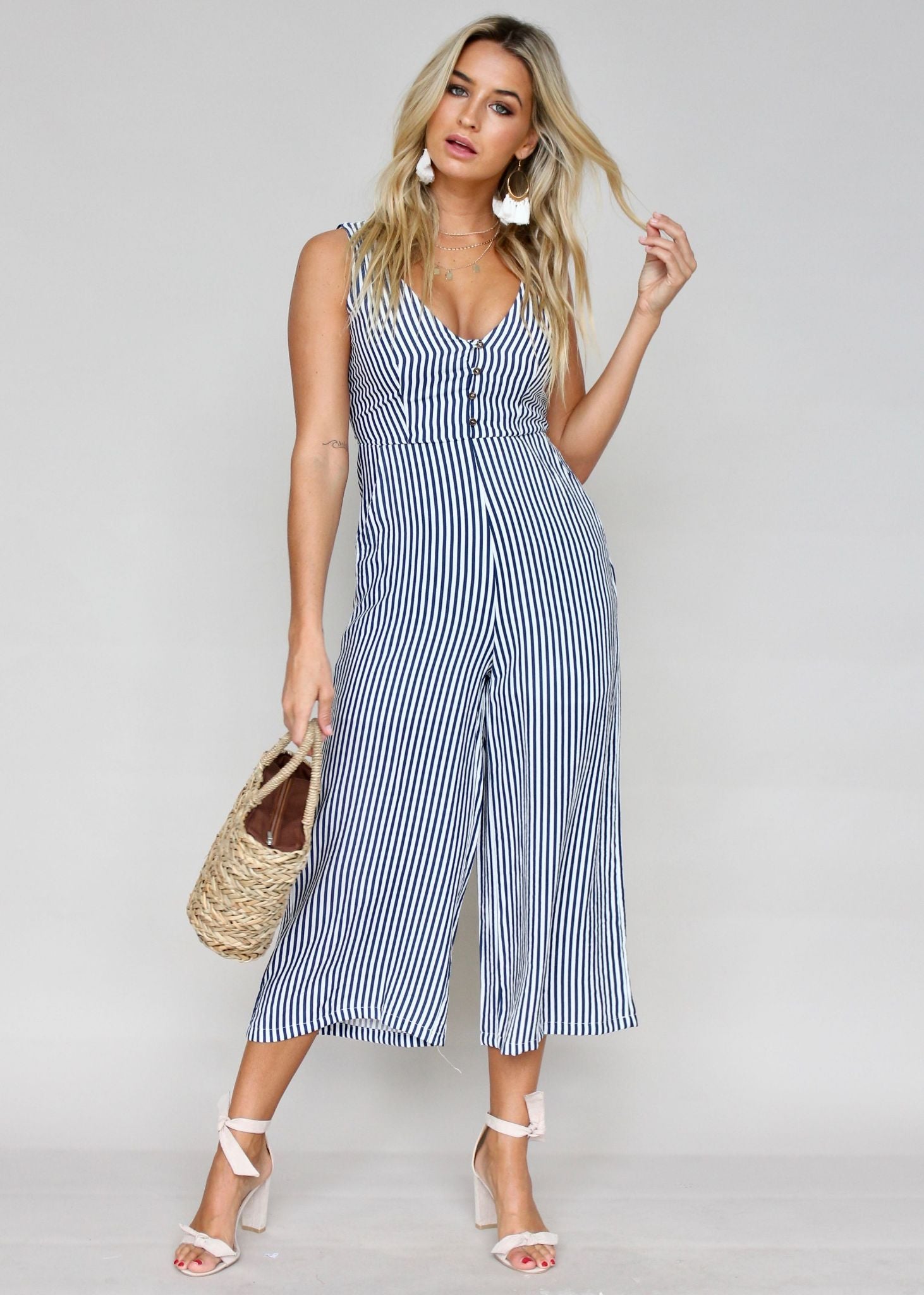 Boderie Pantsuit - Navy Stripe