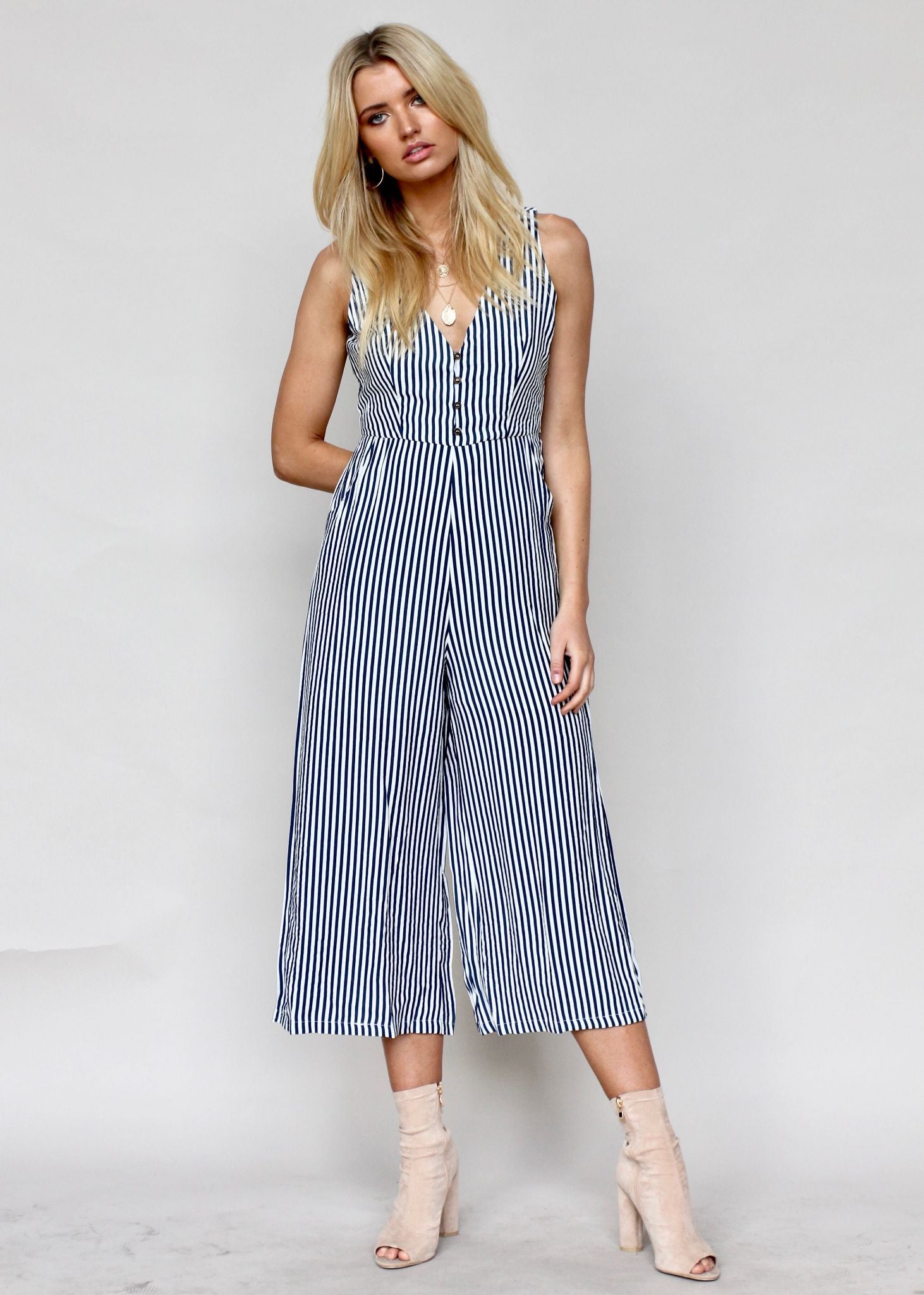 Boderie Pantsuit - Navy Stripe