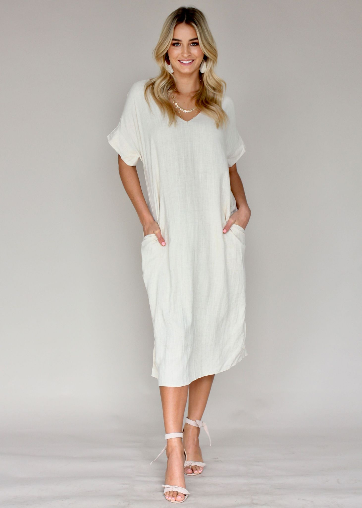 Get Right Midi Dress - Beige