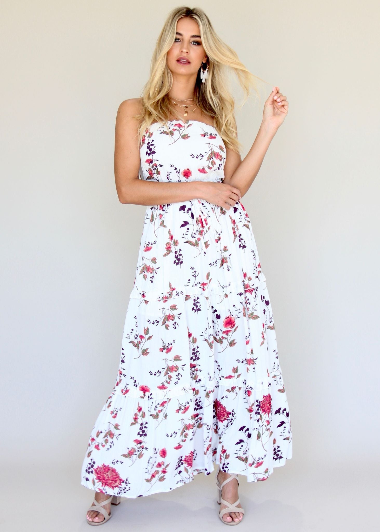 Lucina Strapless Dress - Pink Petal