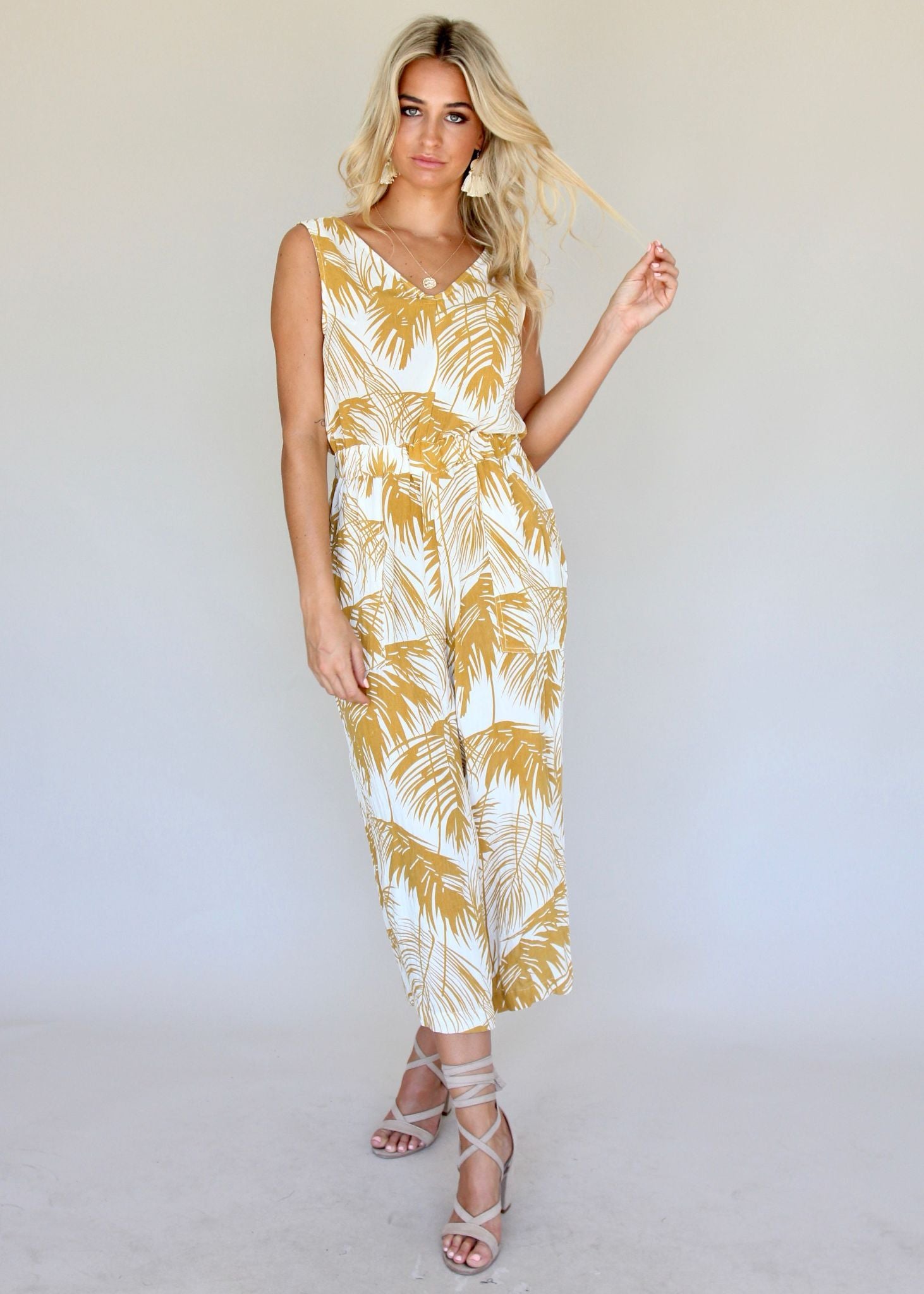 Cloud Break Pantsuit - Mustard Palms