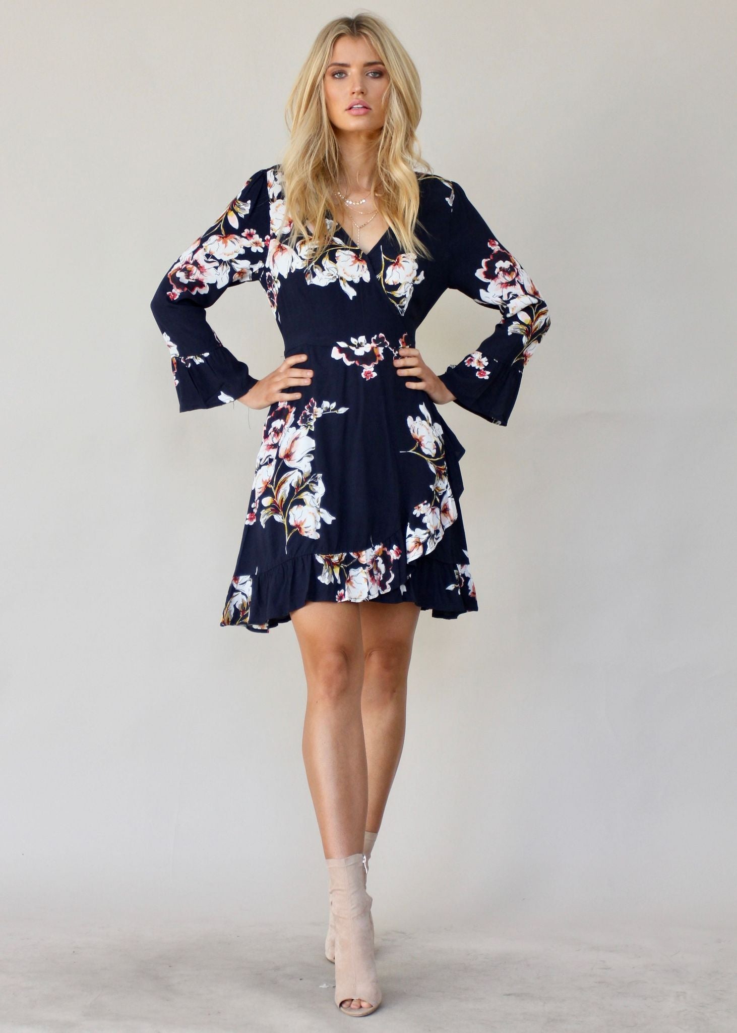 Avina Swing Dress - Navy Floral