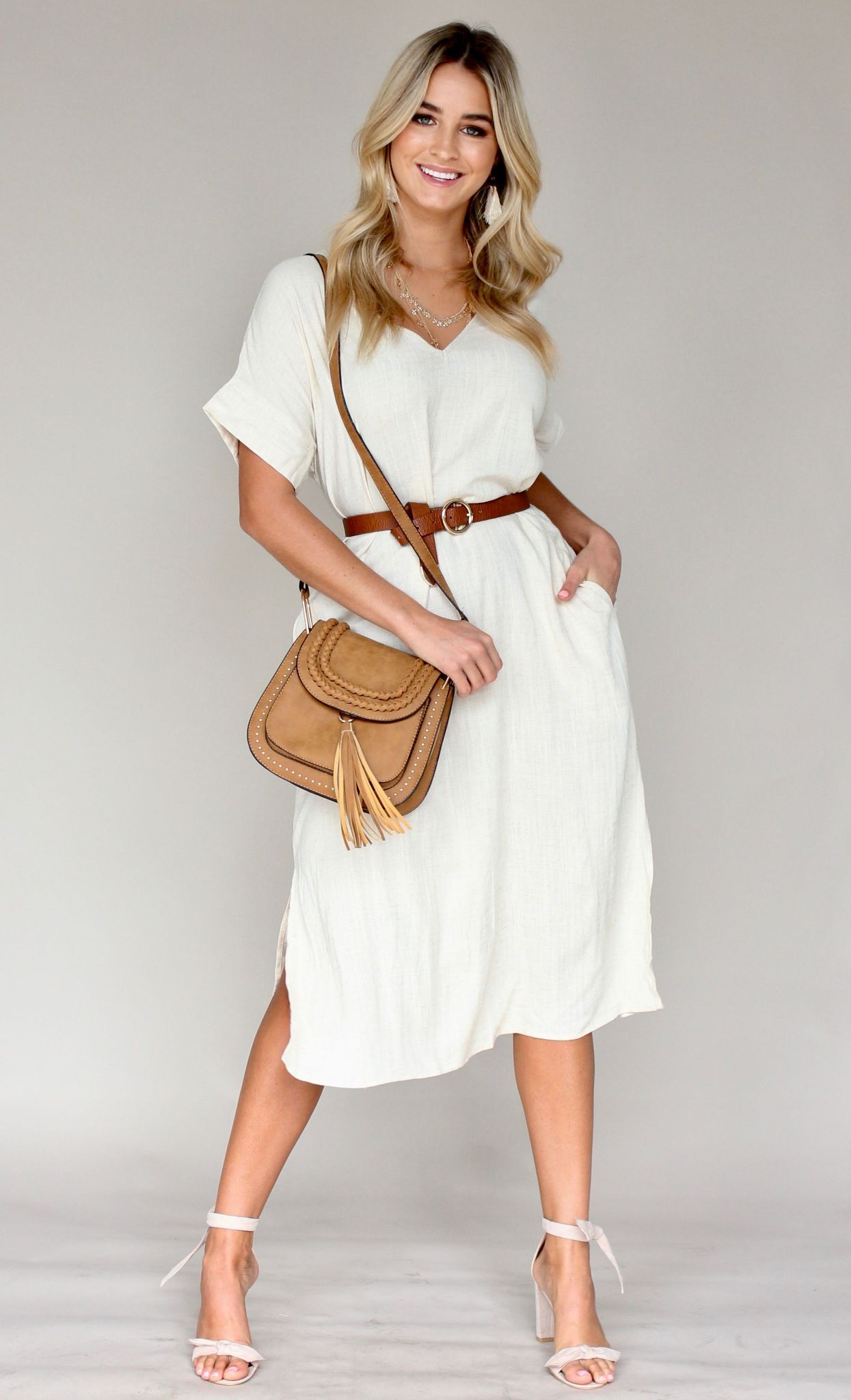 Get Right Midi Dress - Beige
