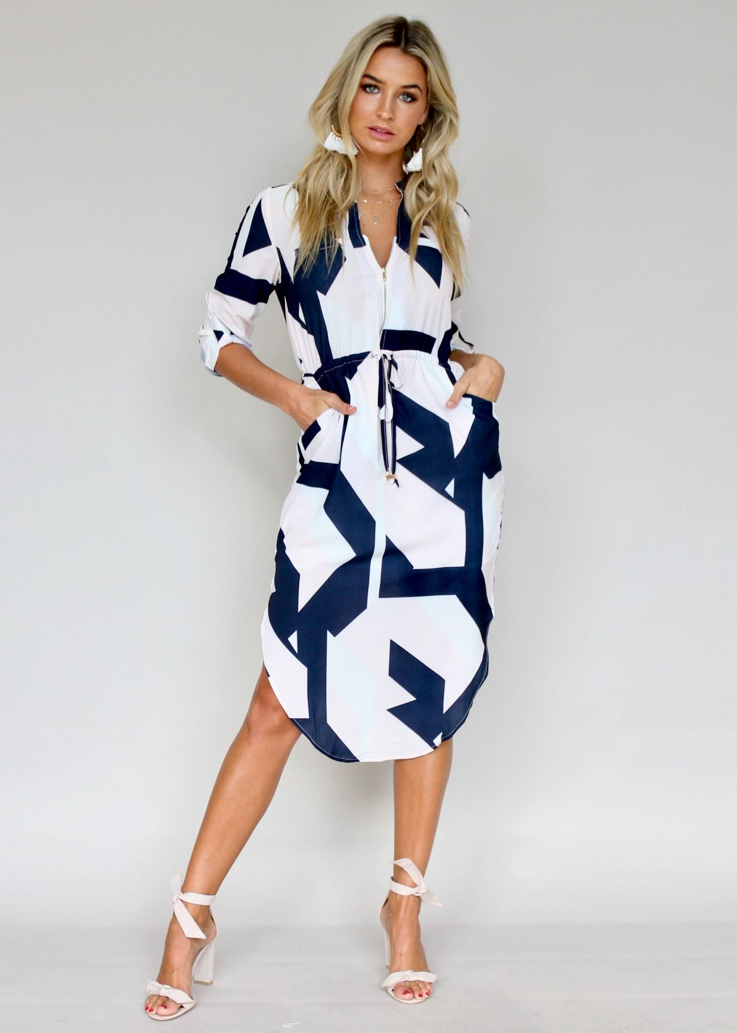 Let Me Lead Midi Dress - Geo