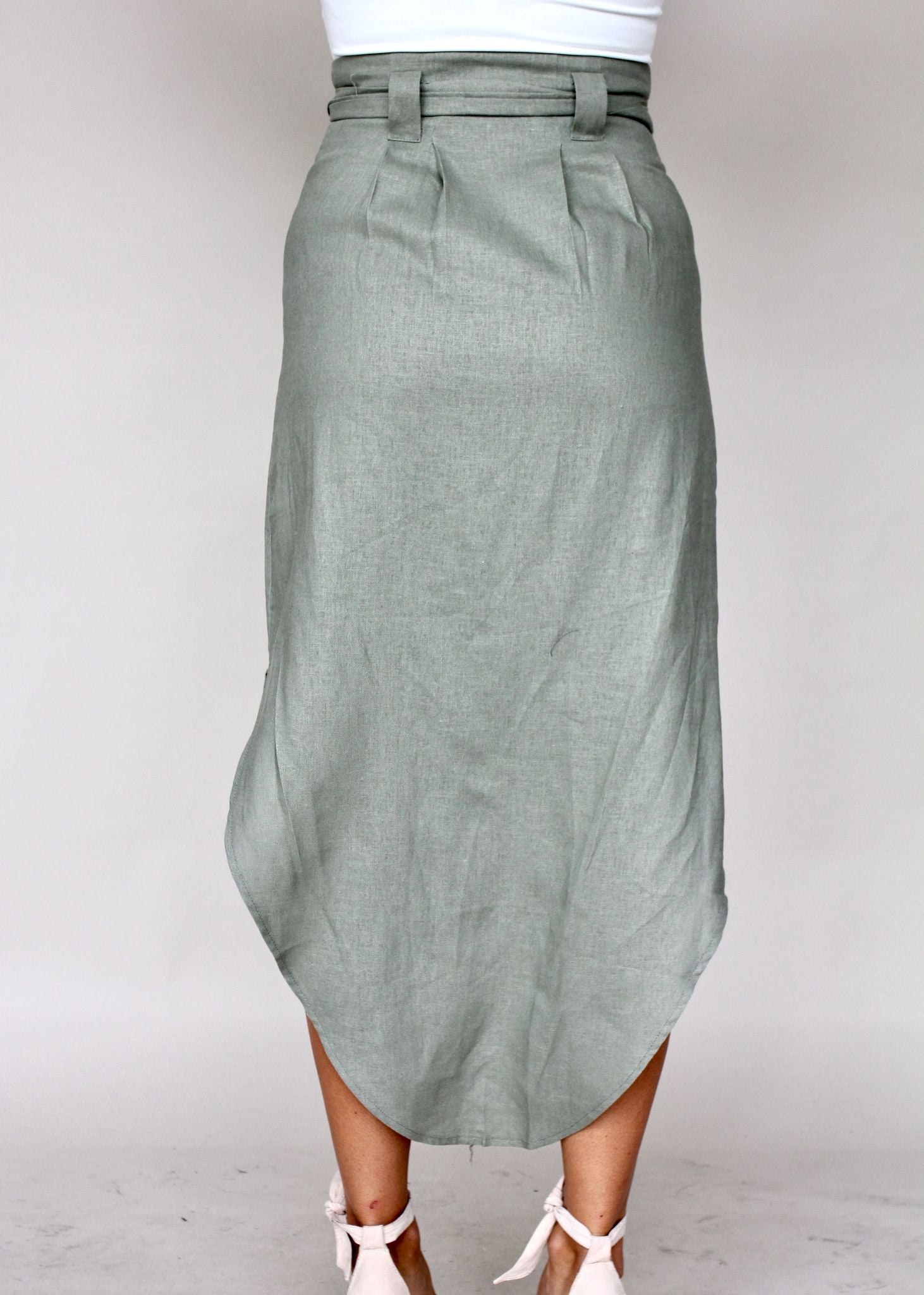 New Spirits Linen Skirt - Khaki