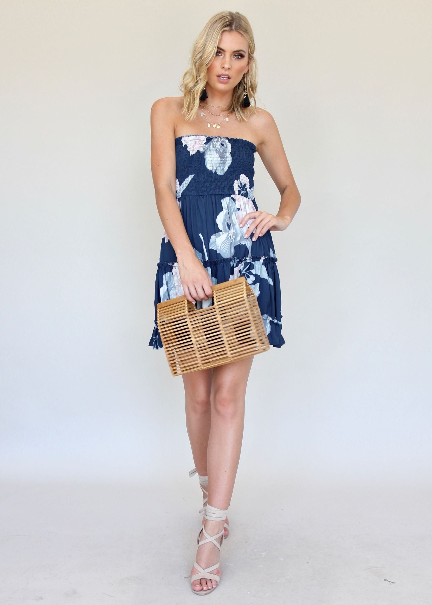 Cabana Strapless Dress - Lapis