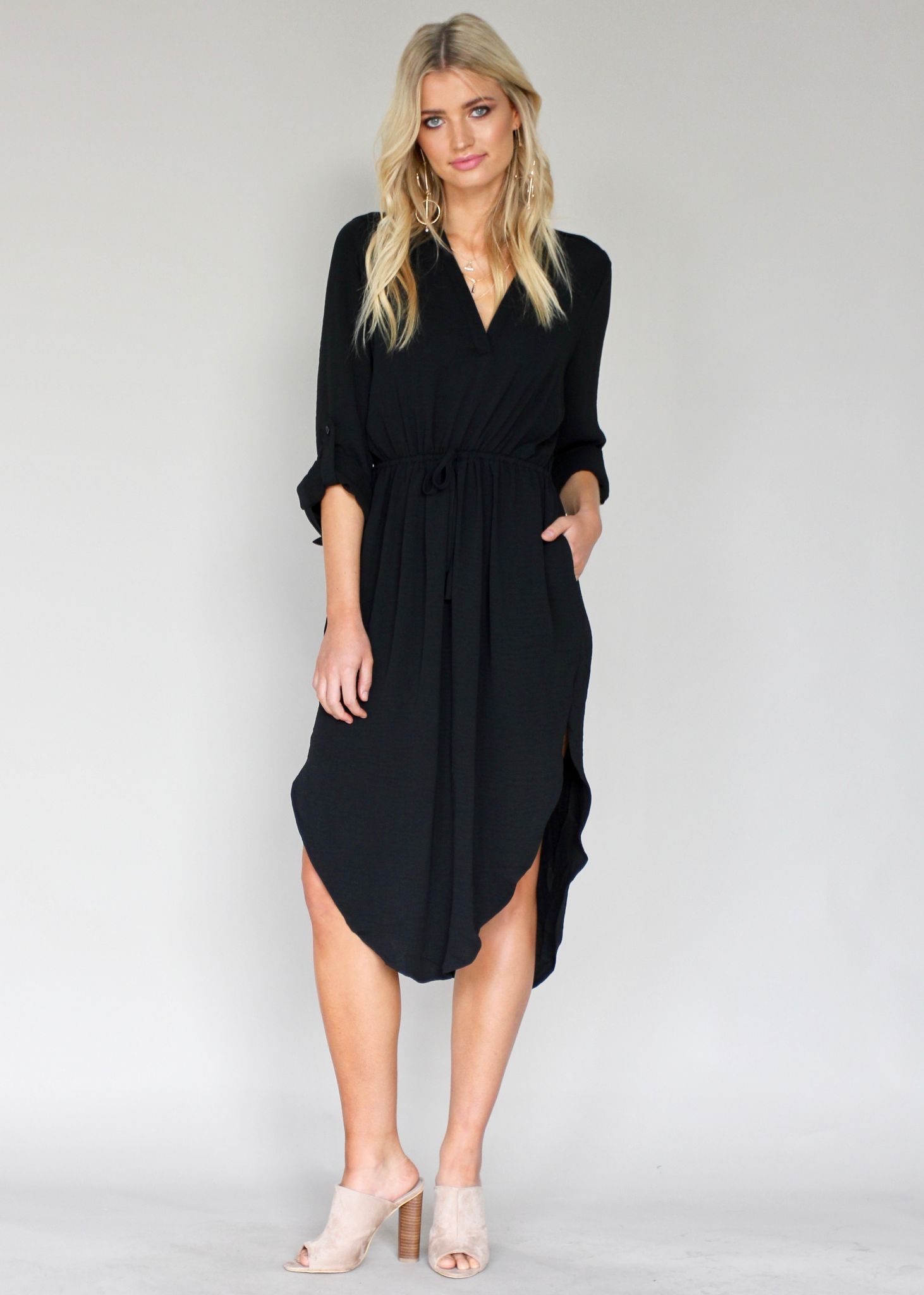 Cut Loose Midi Dress - Black