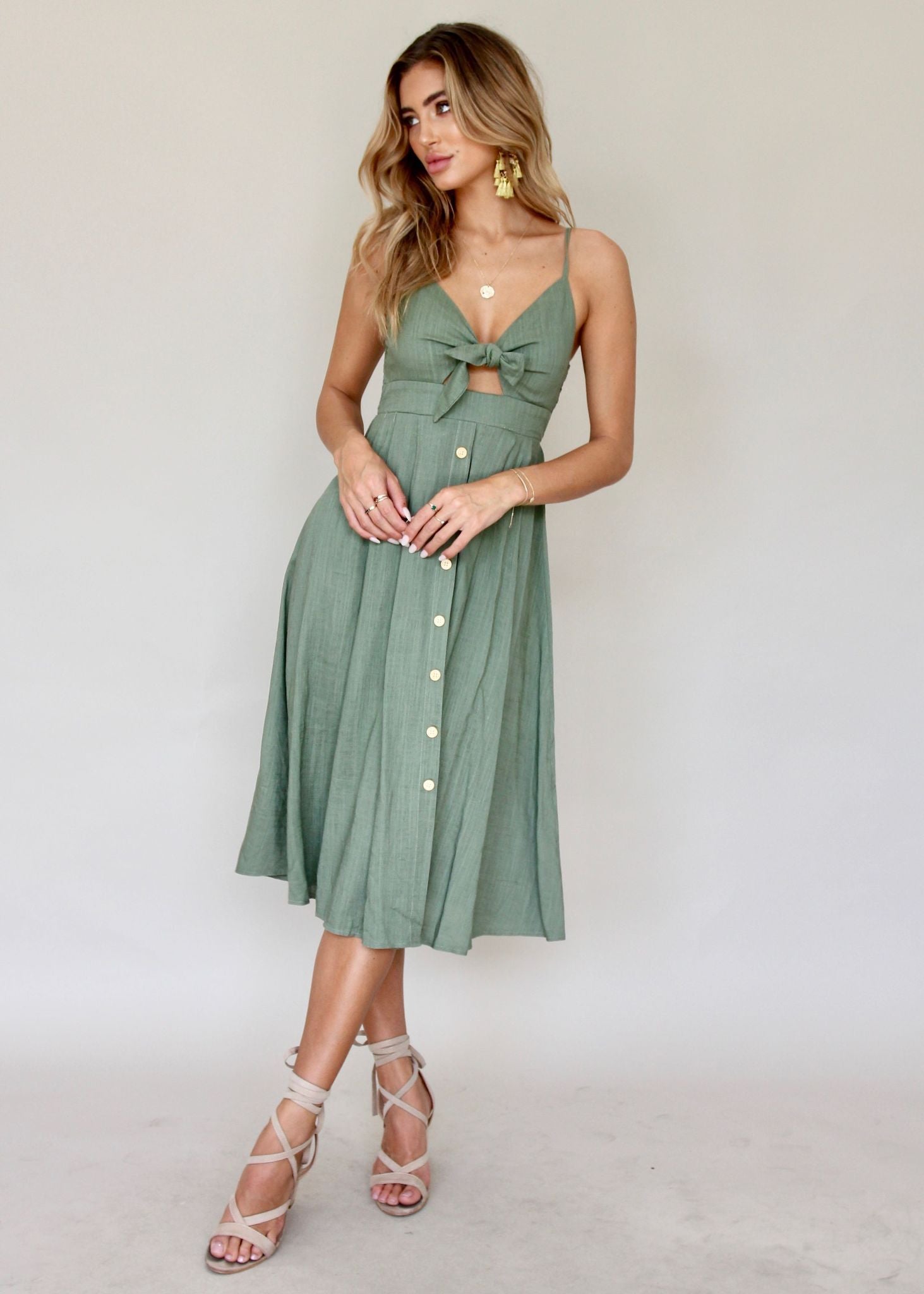 Big City Midi Dress - Khaki
