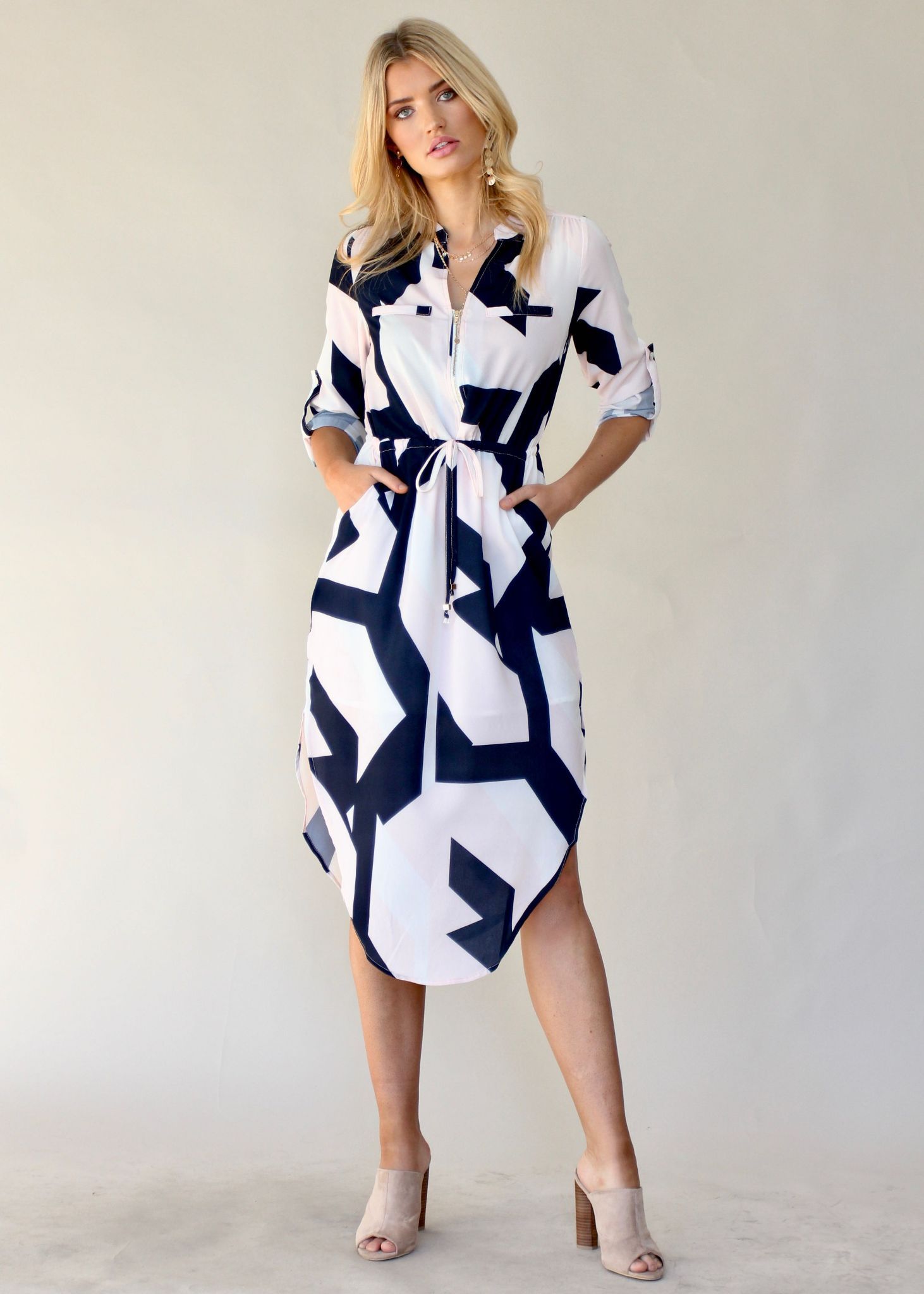 Let Me Lead Midi Dress - Geo