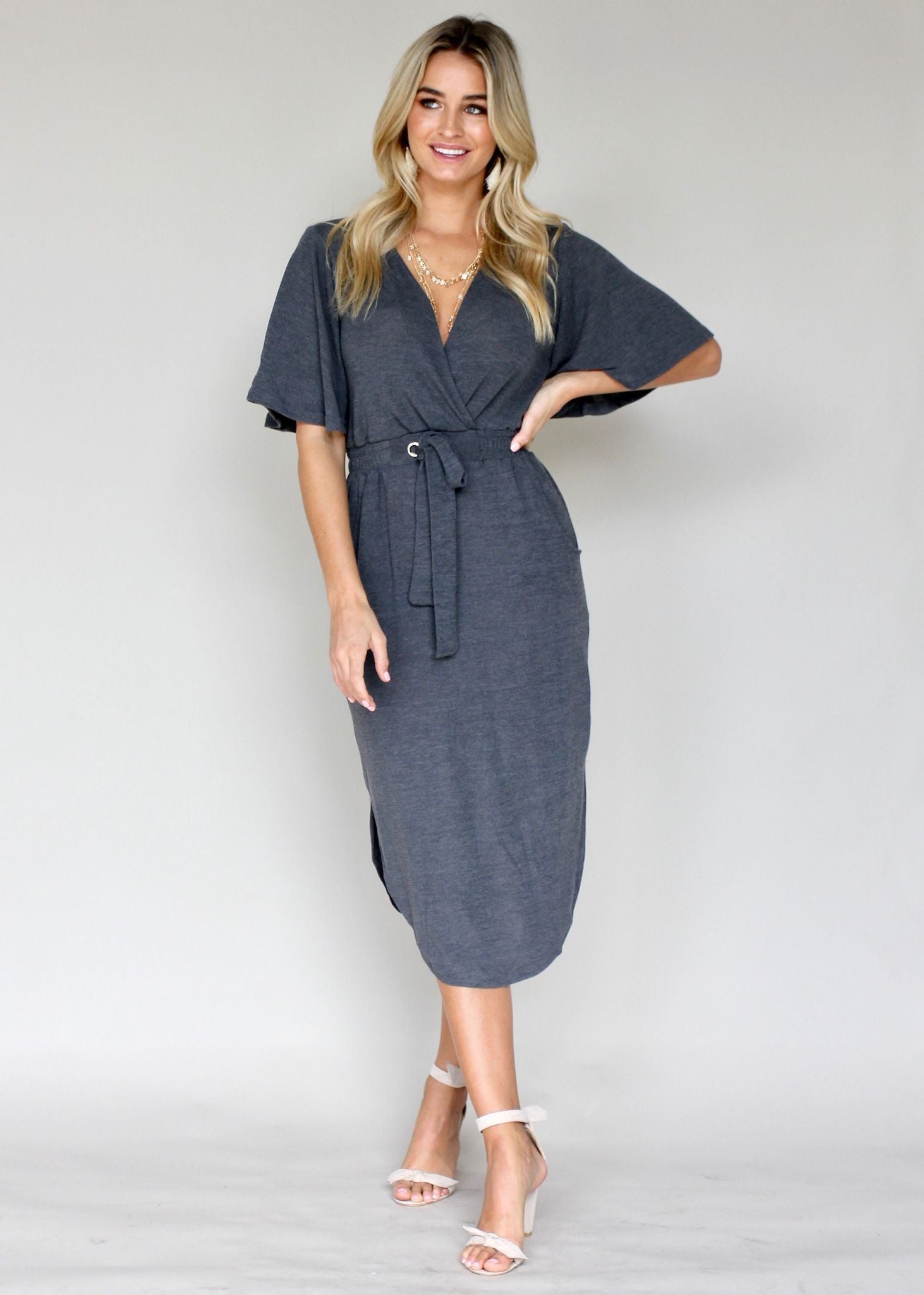 Run & Tell Midi Dress - Charcoal