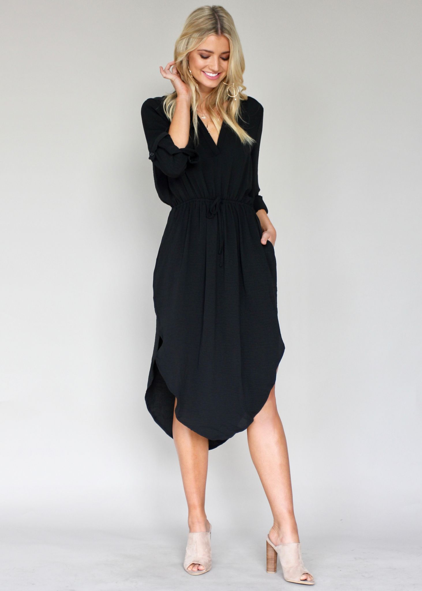 Cut Loose Midi Dress - Black