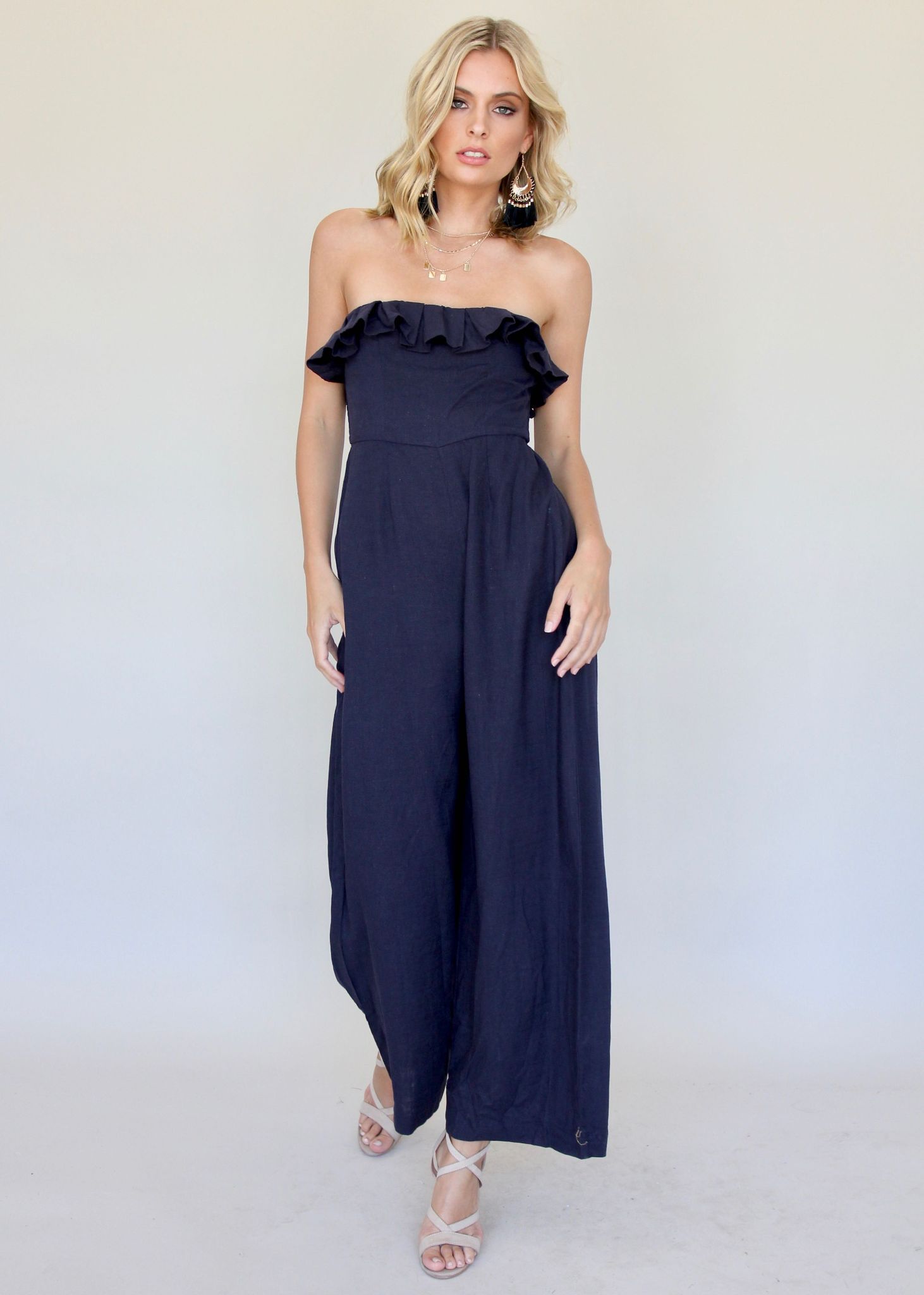 Remora Strapless Pantsuit - Navy
