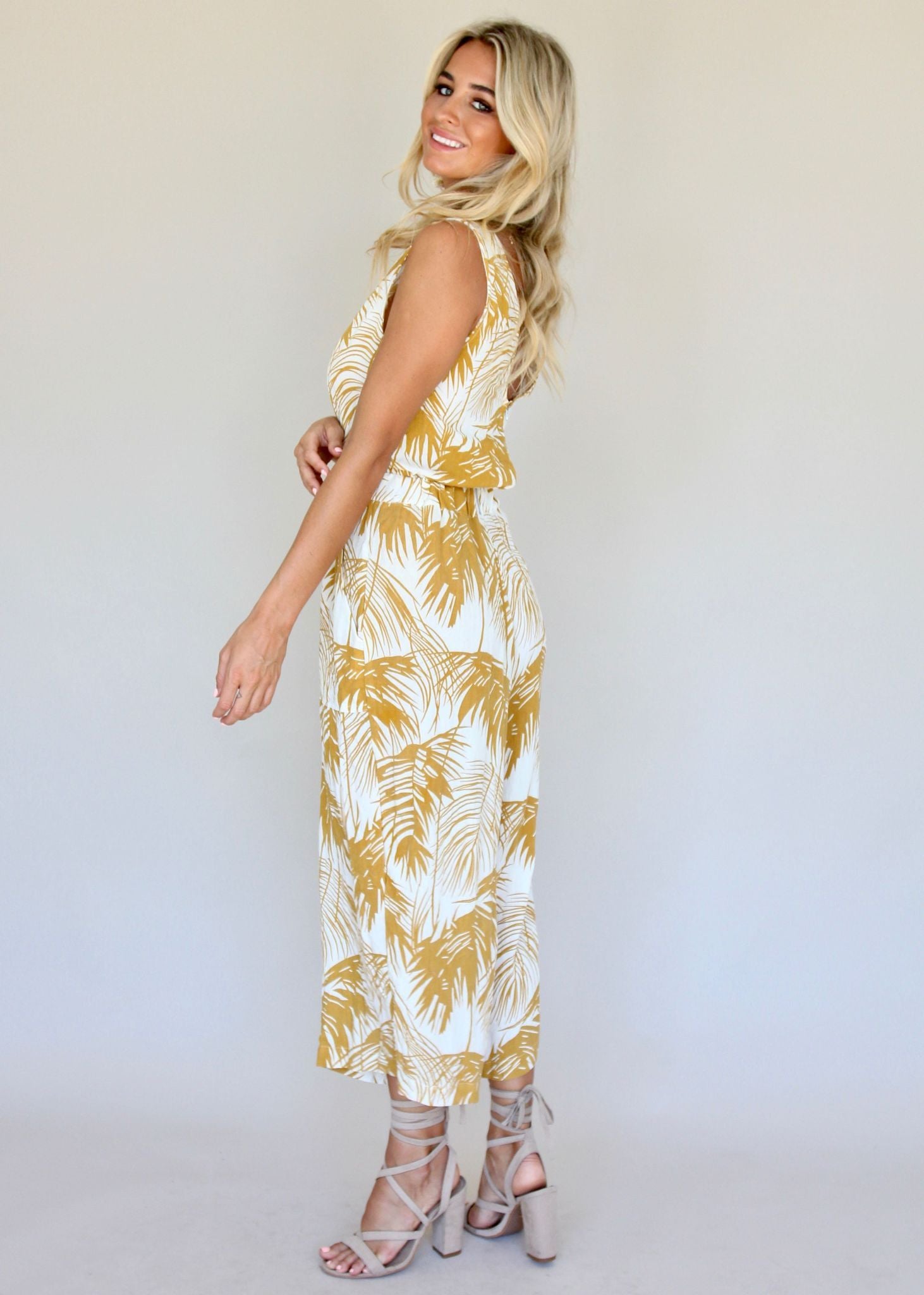 Cloud Break Pantsuit - Mustard Palms