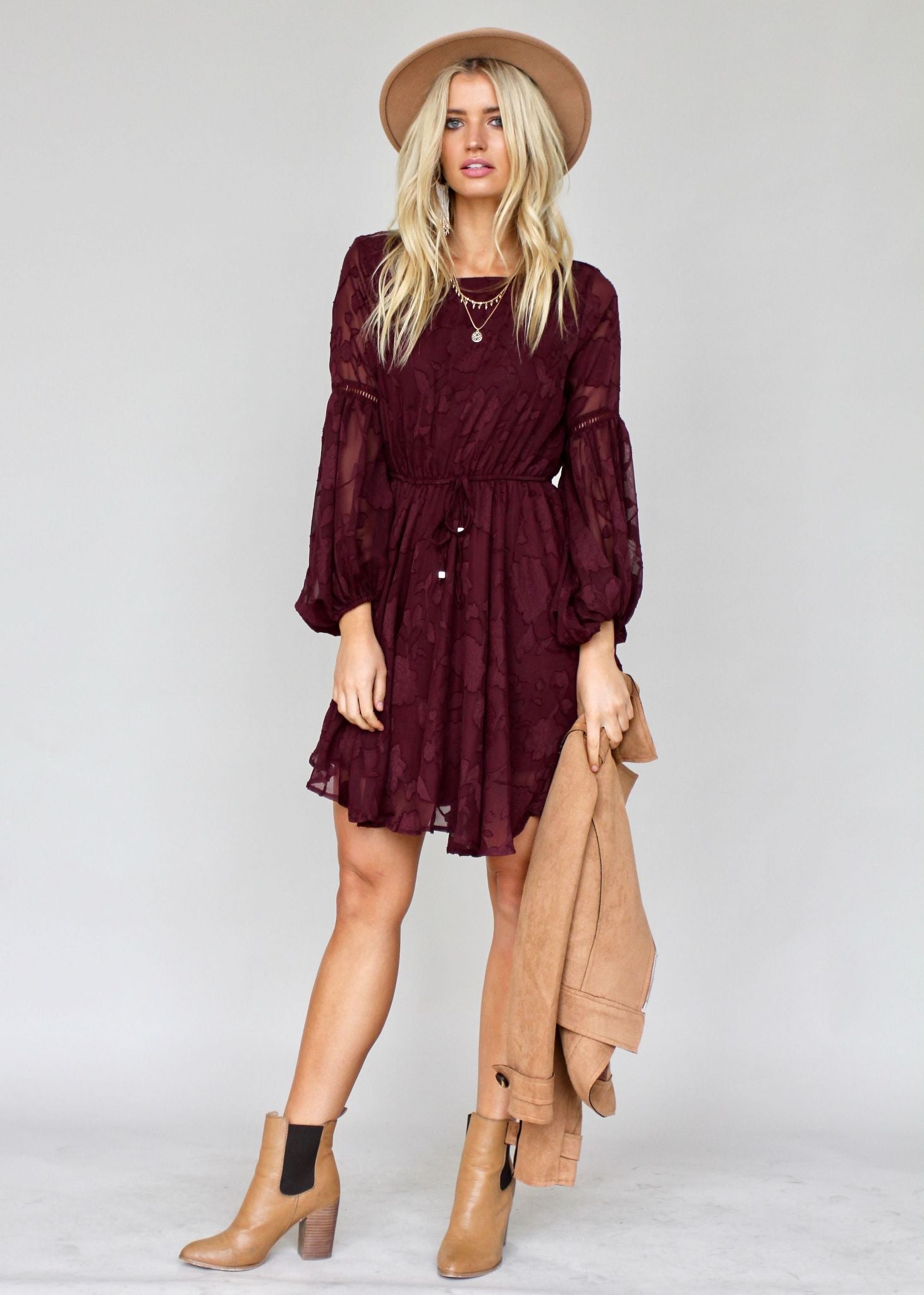 Rosita Swing Dress - Wine