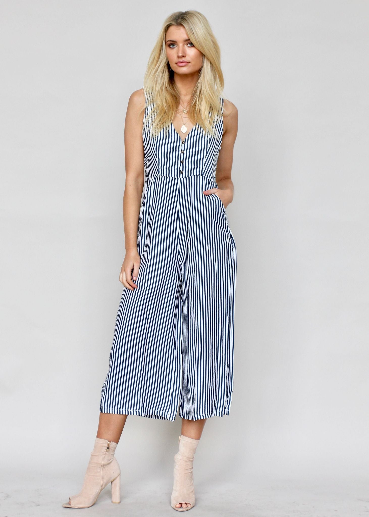 Boderie Pantsuit - Navy Stripe
