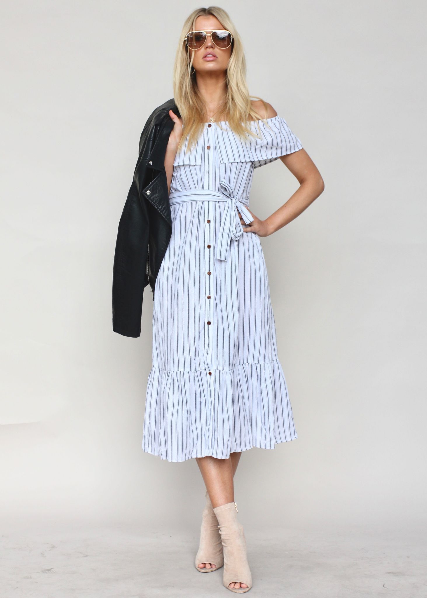 Precious Moments Strapless Midi Dress - White/Black