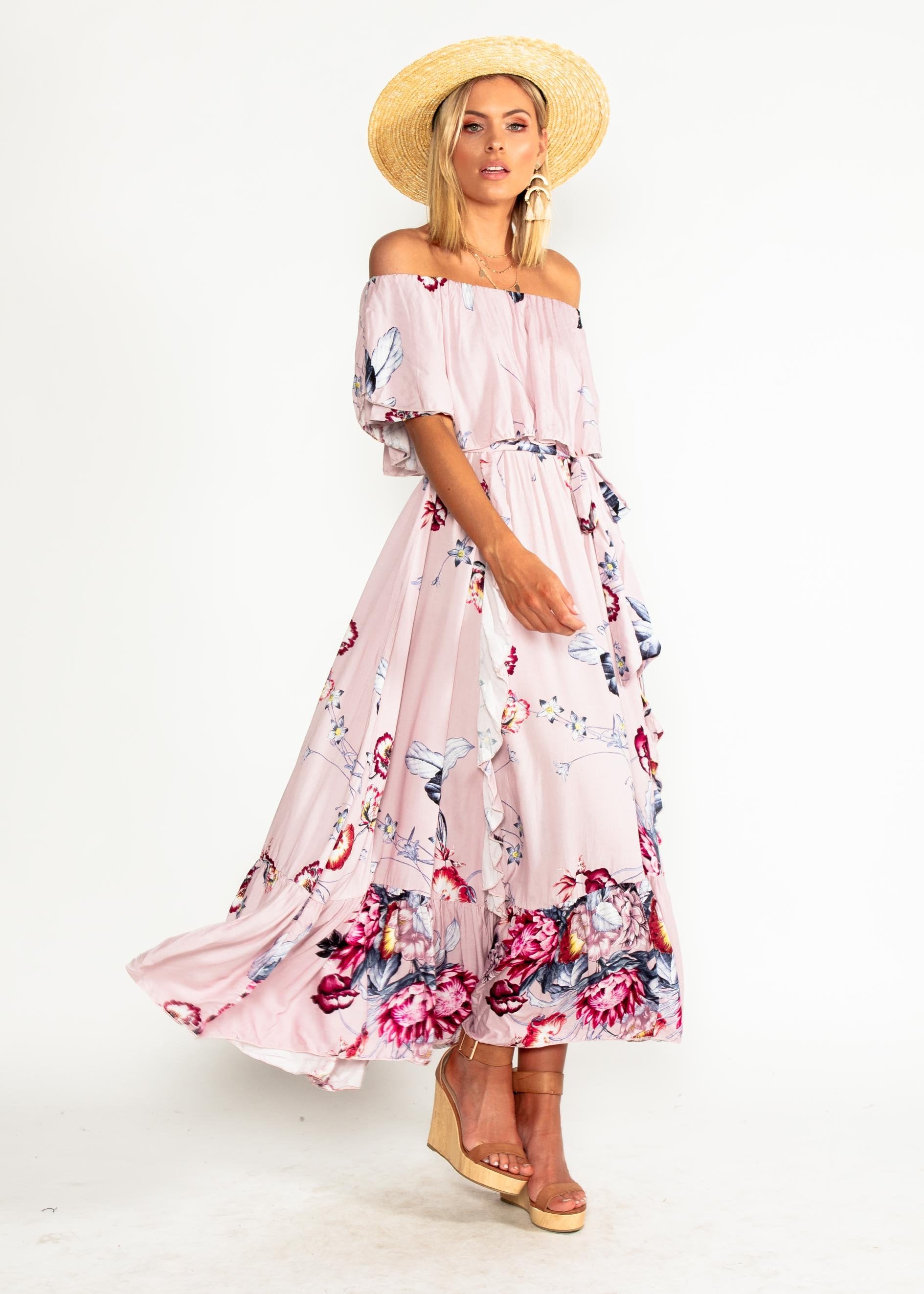 Georgie Off Shoulder Maxi Dress - Dahlia