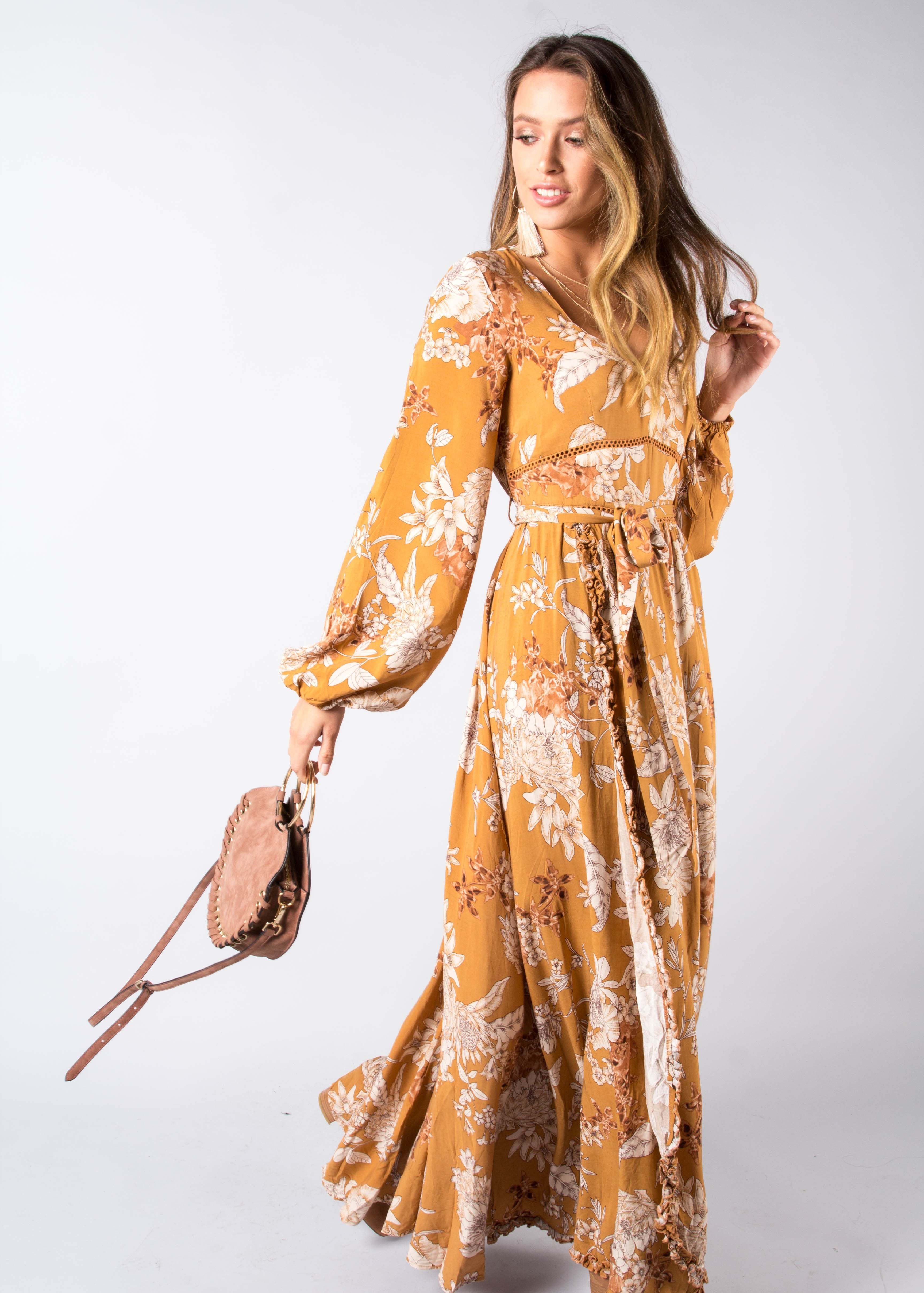 Ramo Maxi Dress w/ Tie - Amber
