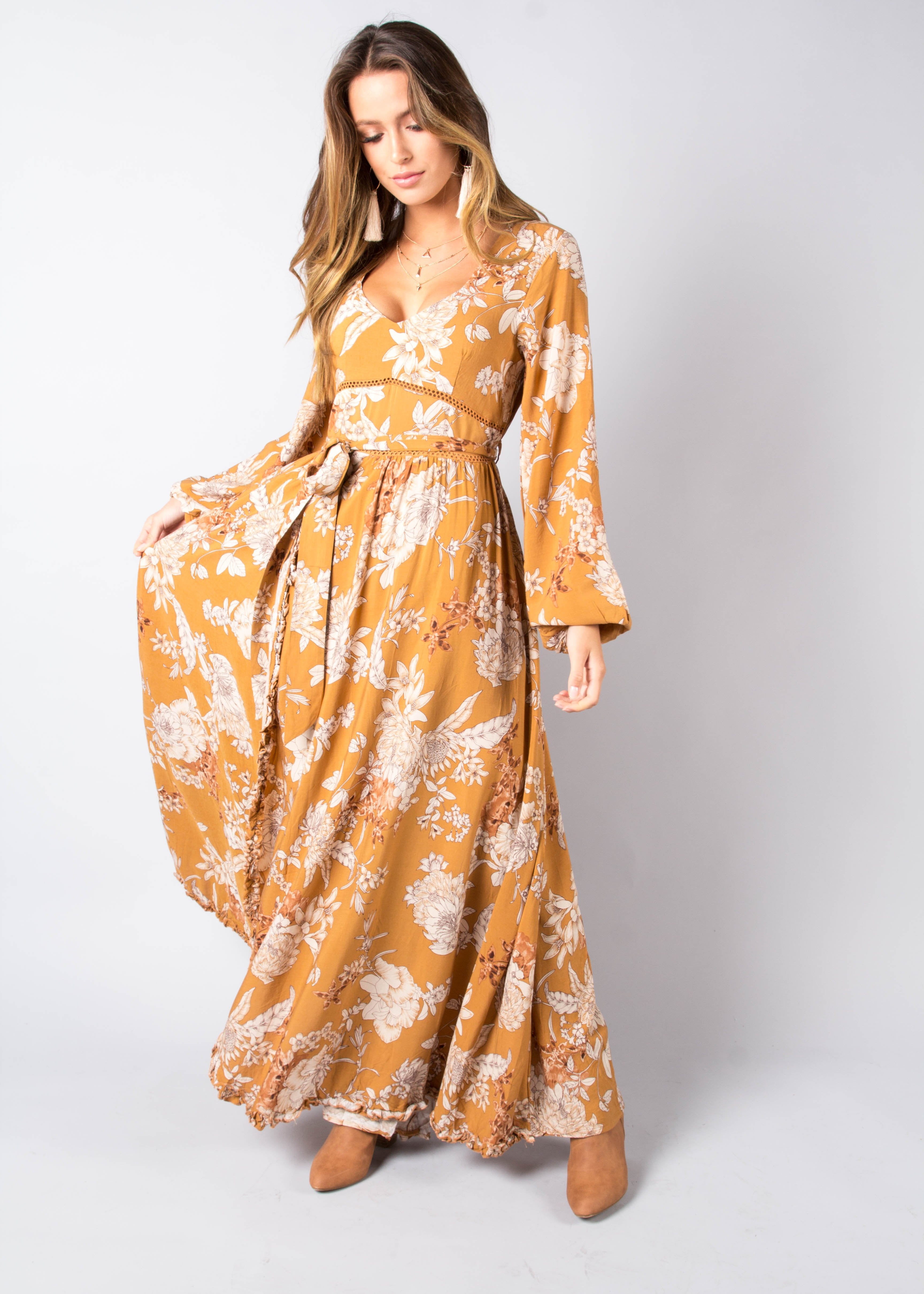 Ramo Maxi Dress w/ Tie - Amber