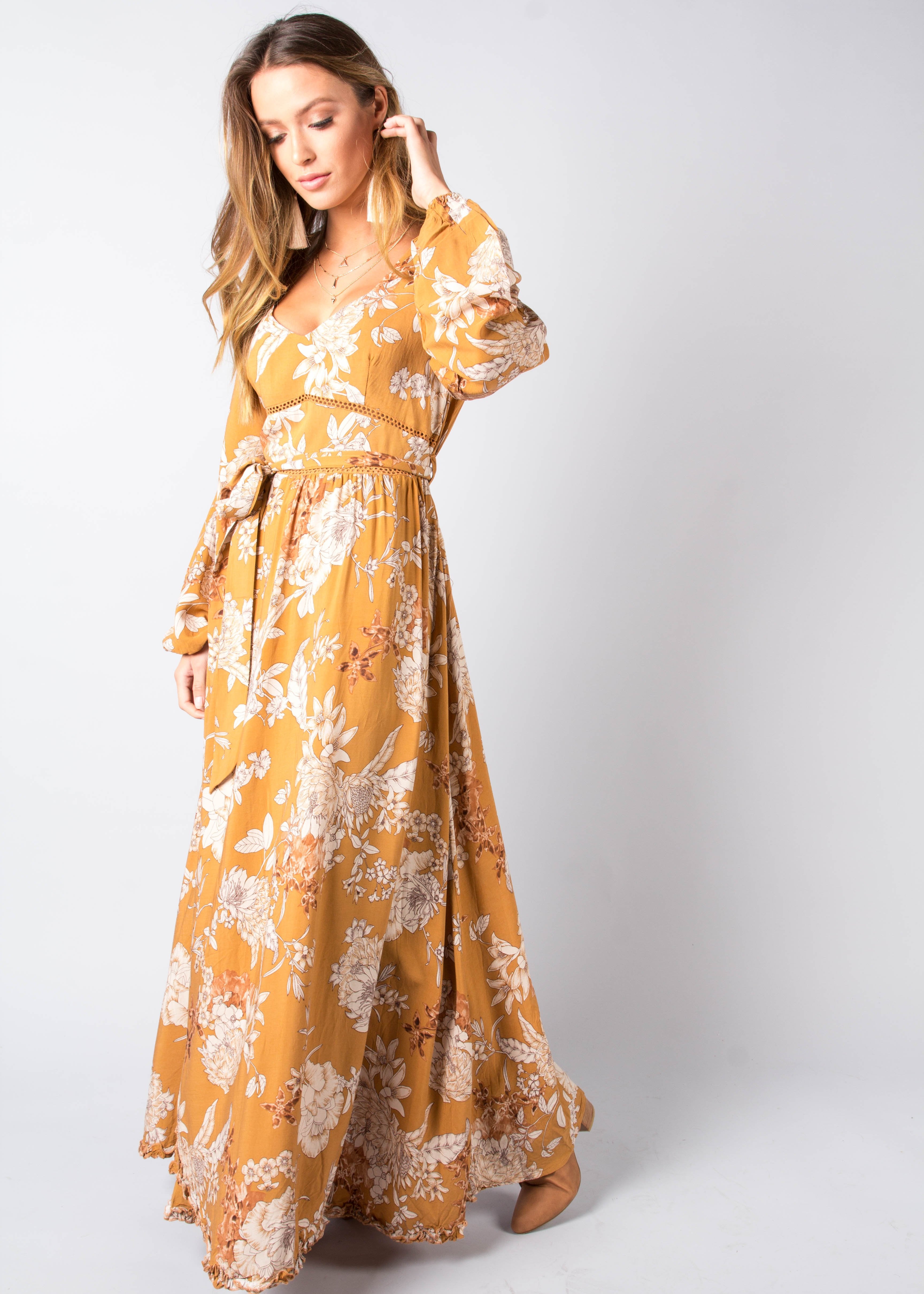 Ramo Maxi Dress w/ Tie - Amber