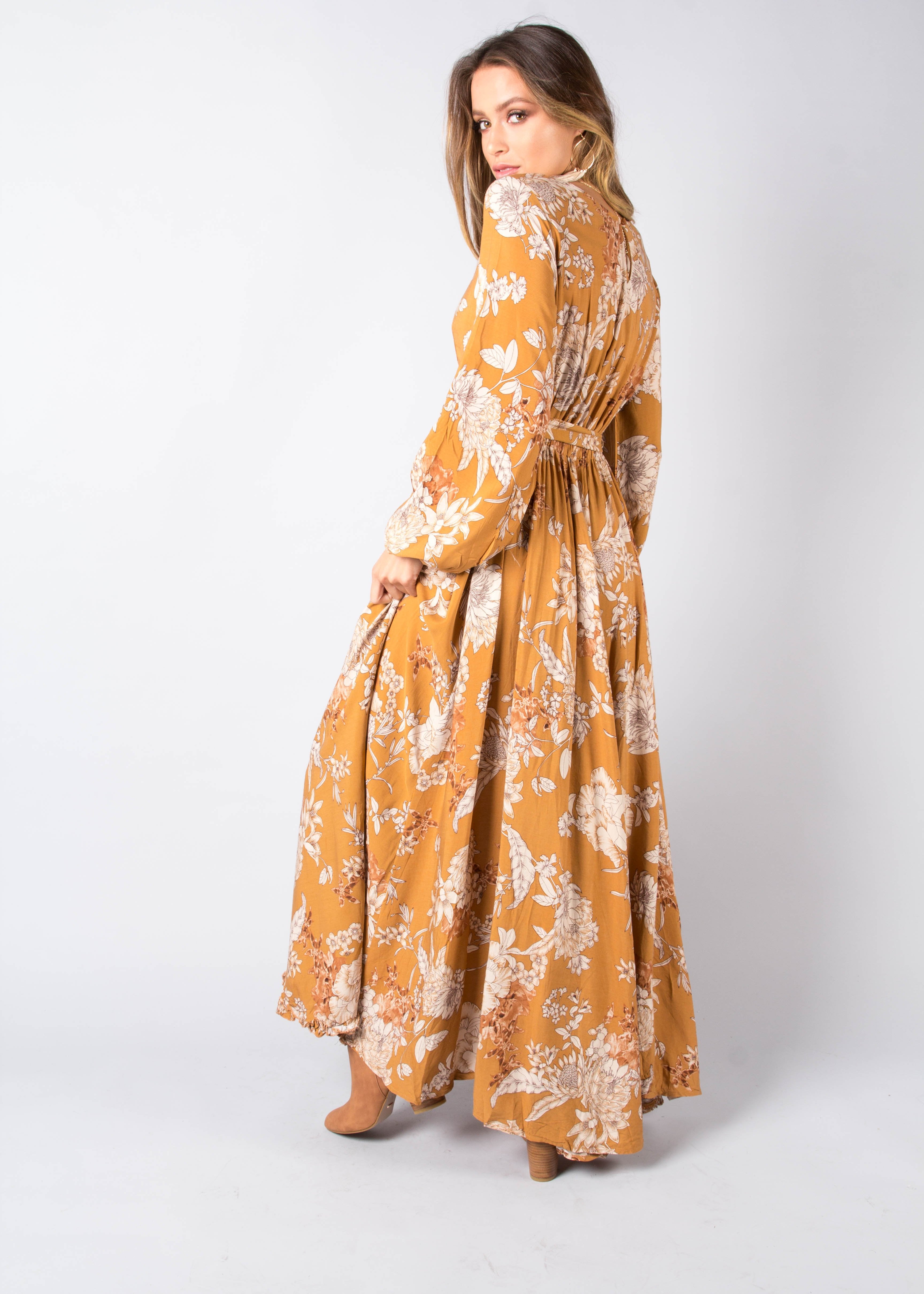 Ramo Maxi Dress w/ Tie - Amber