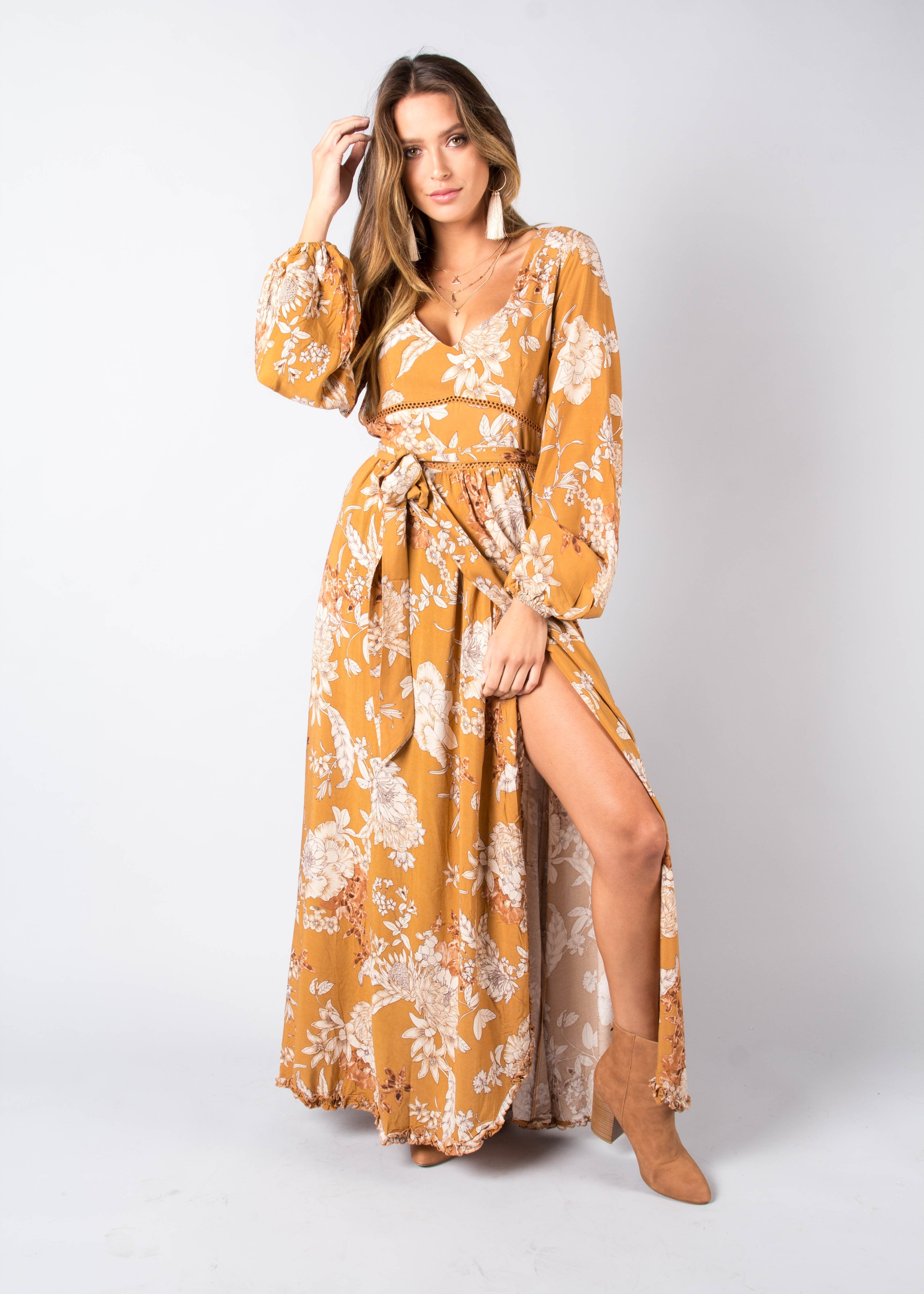 Ramo Maxi Dress w/ Tie - Amber