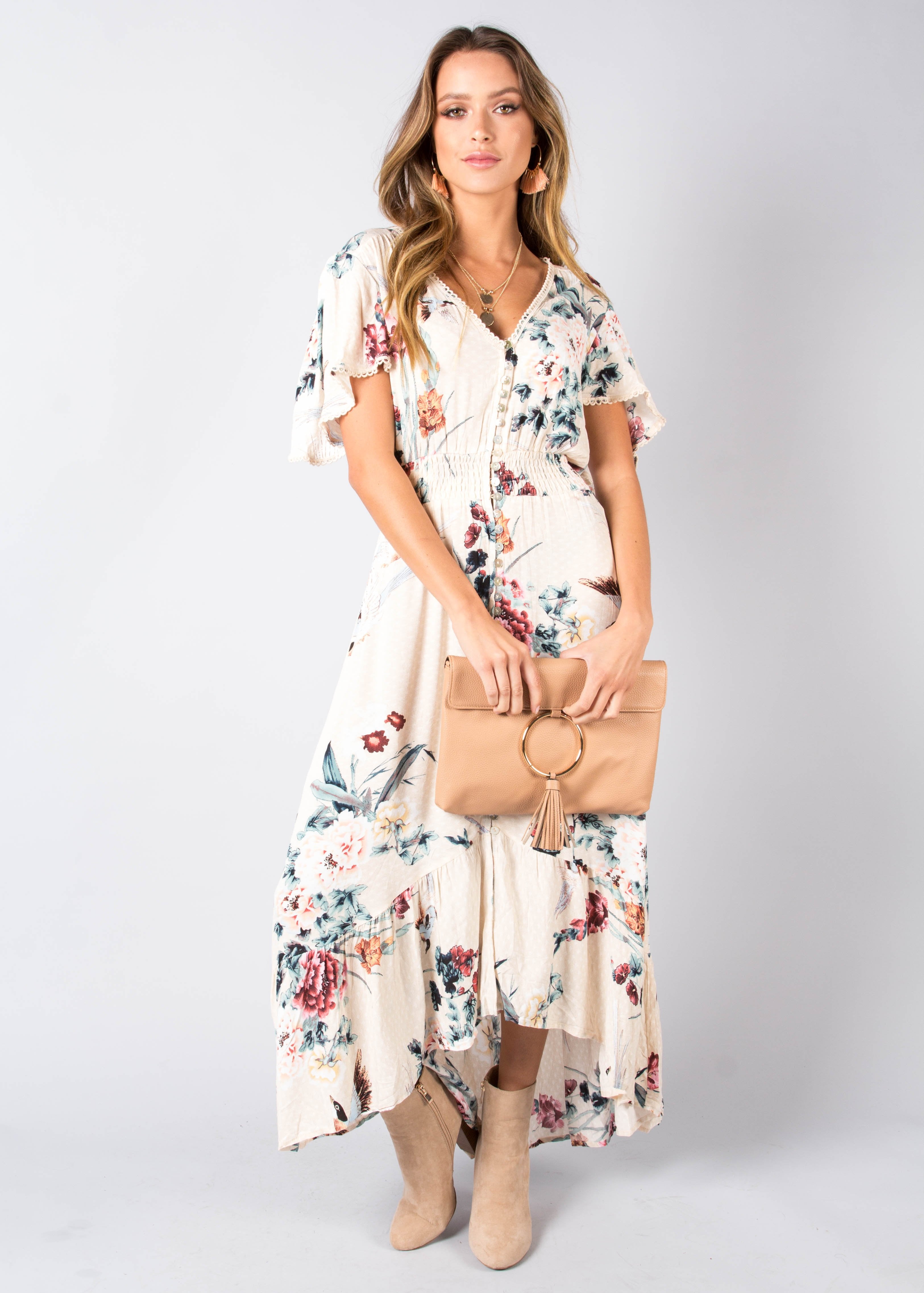 Leaving California Midi Dress - Peony