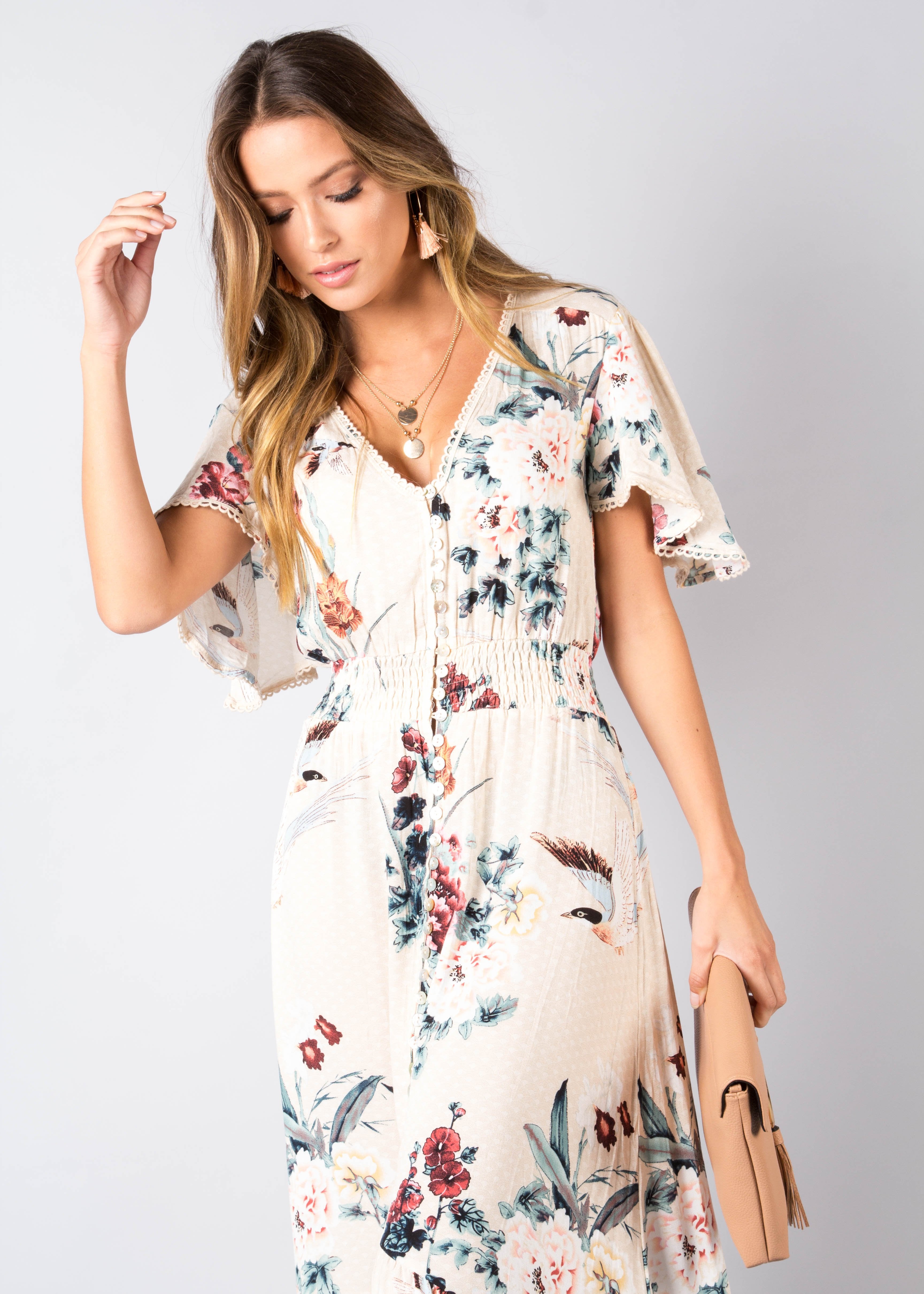 Leaving California Midi Dress - Peony