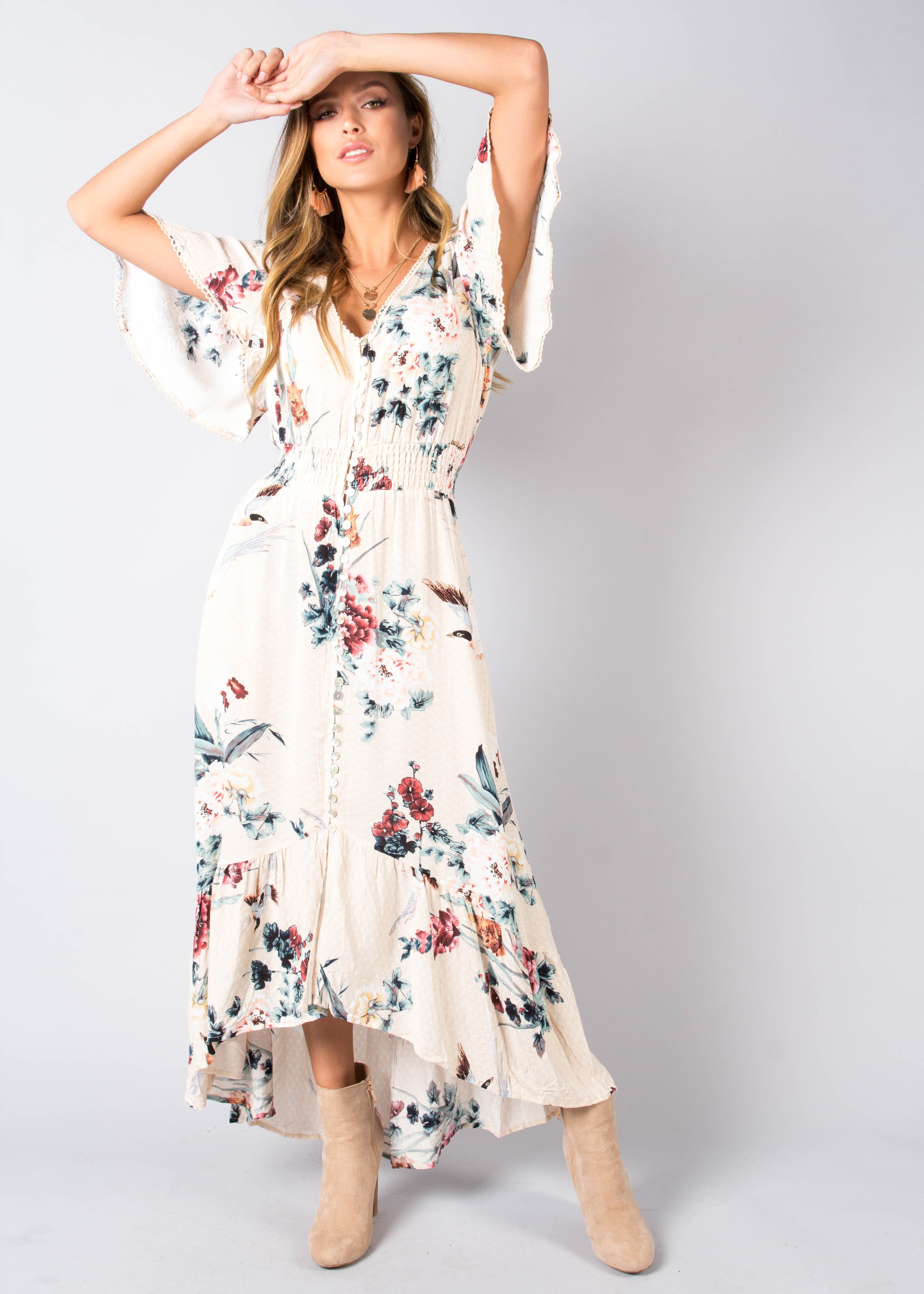 Leaving California Midi Dress - Peony