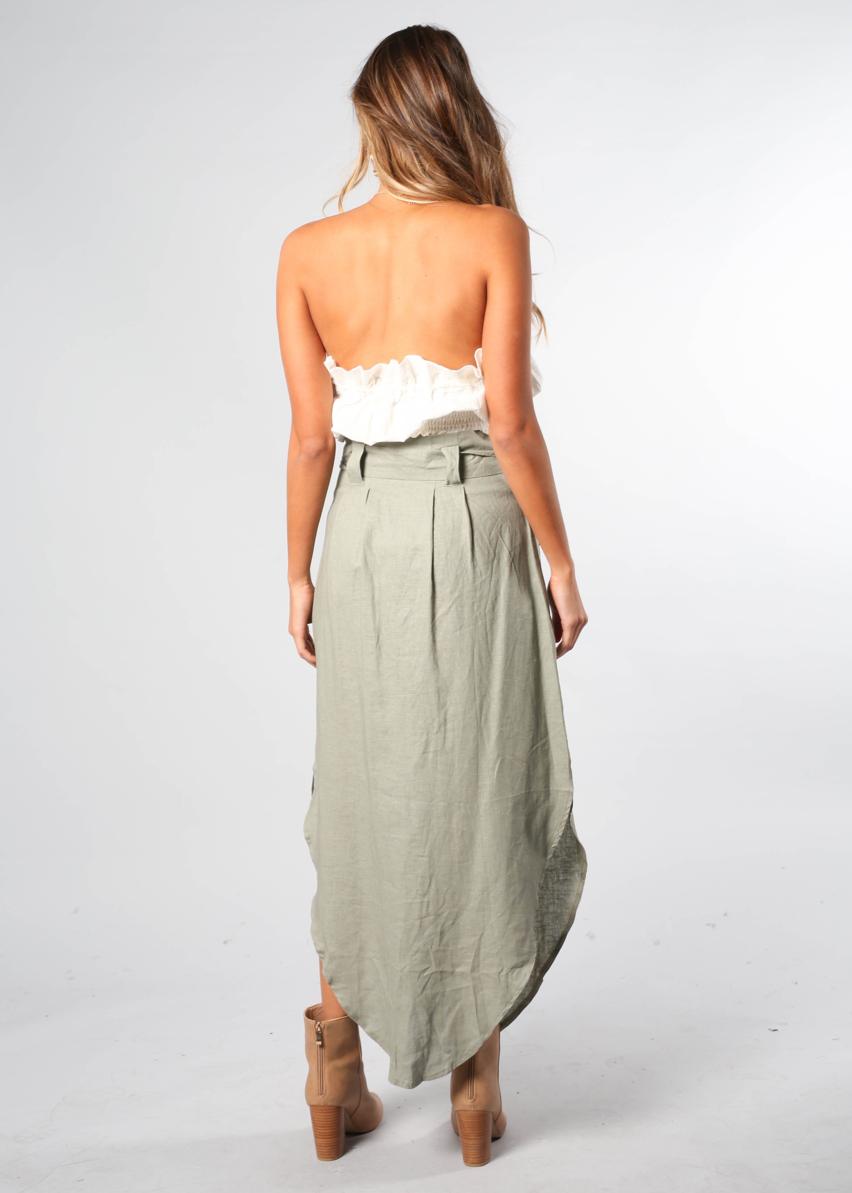 New Spirits Linen Skirt - Khaki