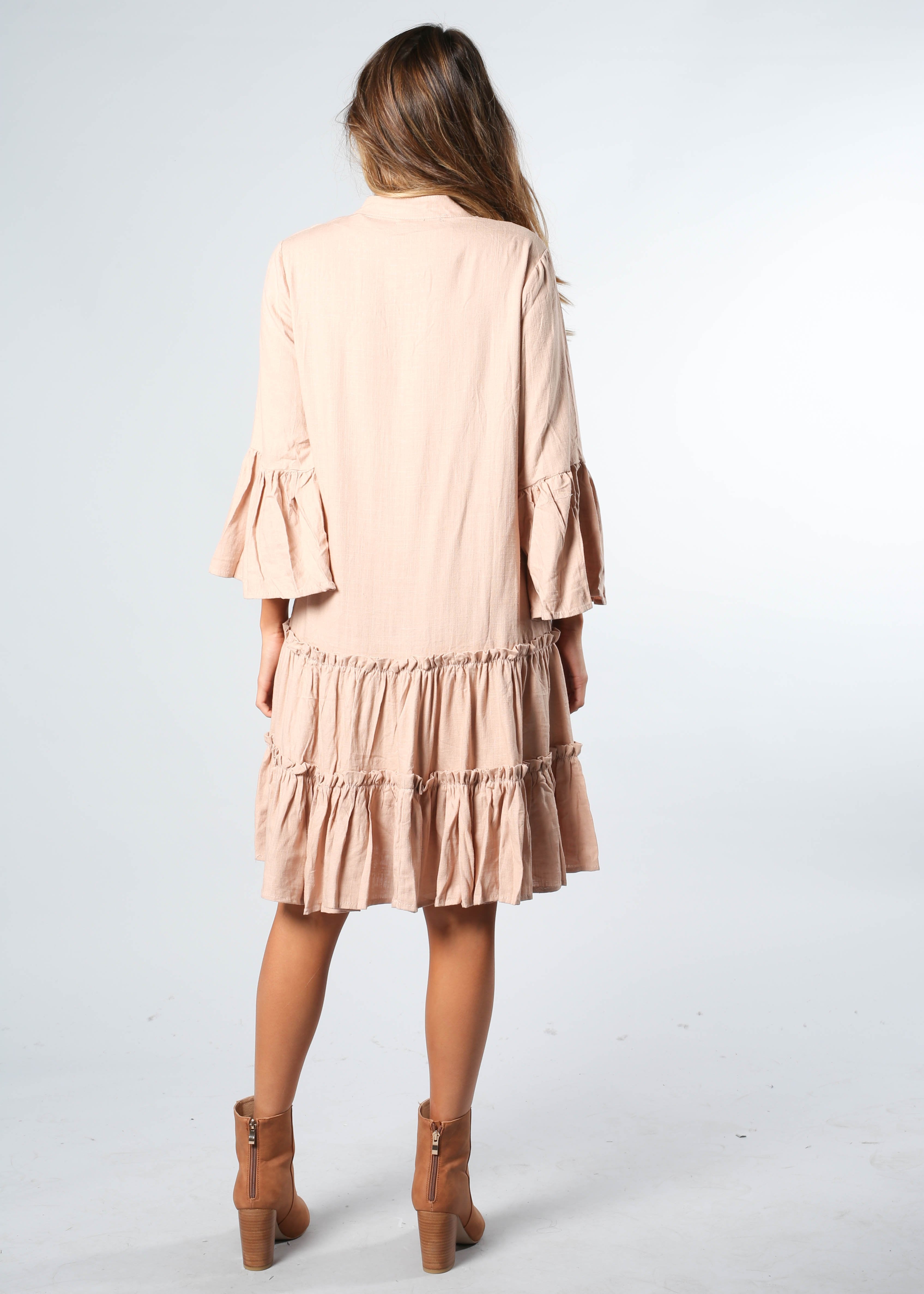 Outlier Linen Tunic Midi Dress - Blush