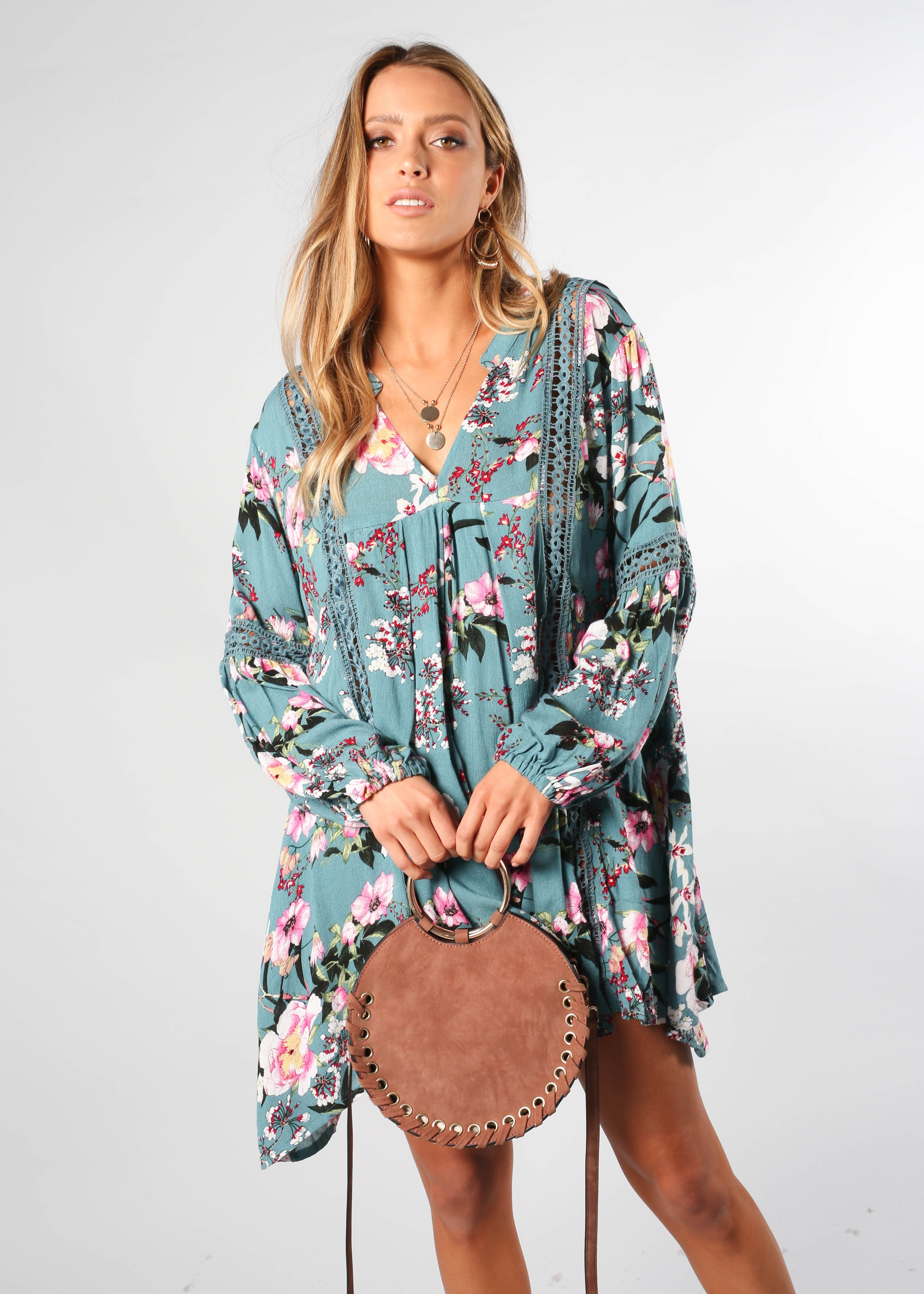 My Love Swing Dress - Teal Floral