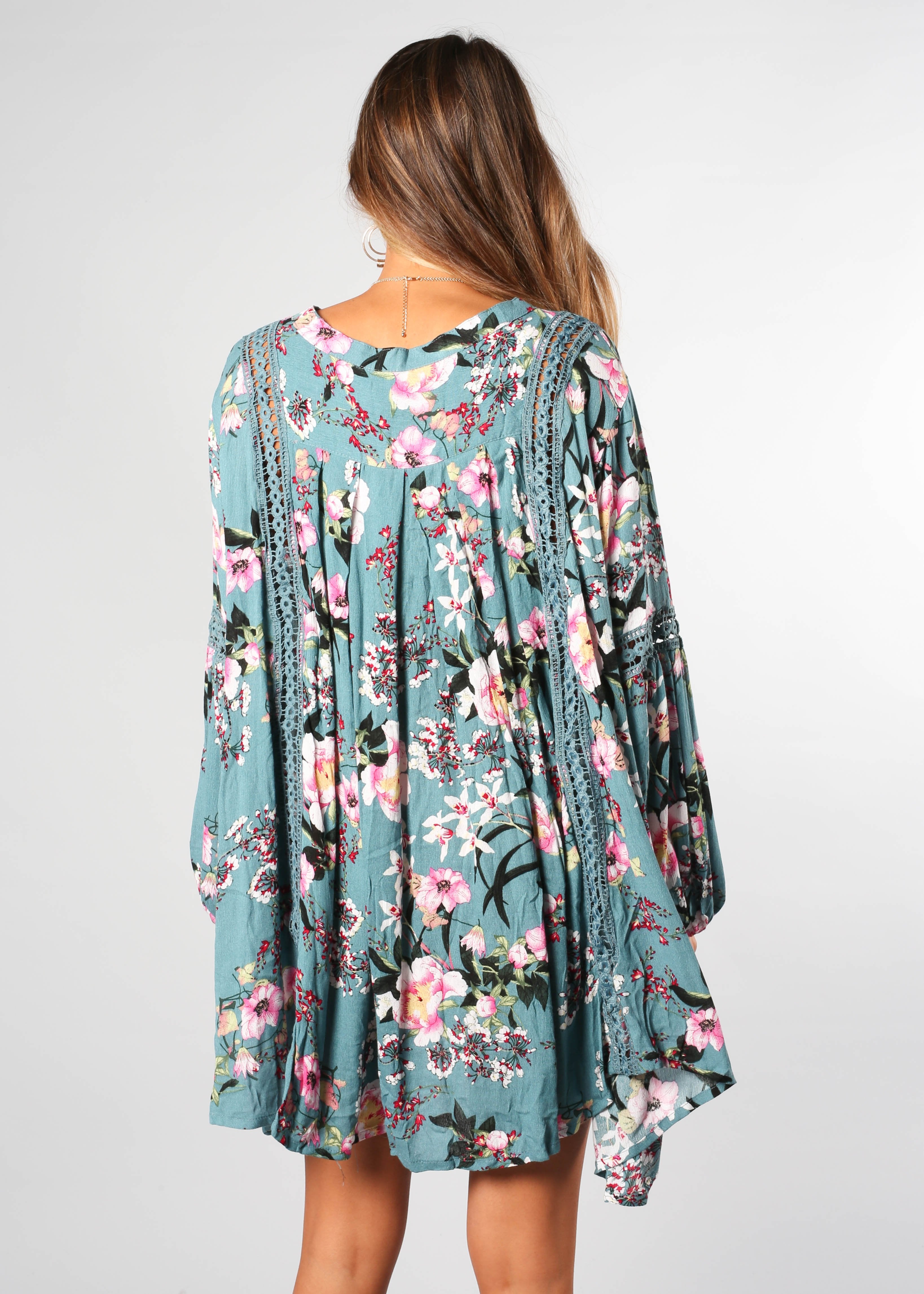 My Love Swing Dress - Teal Floral