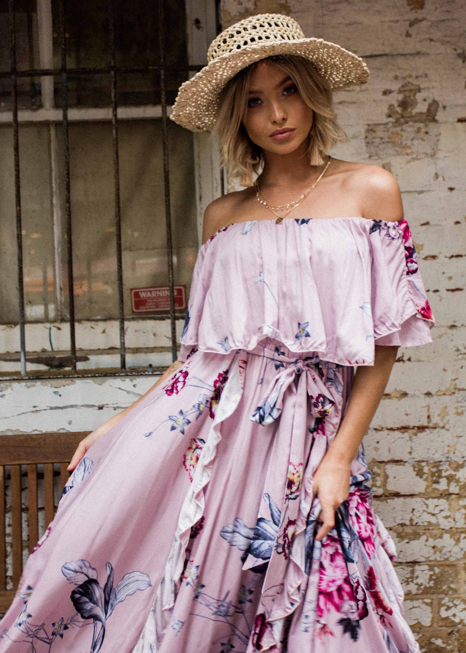 Georgie Off Shoulder Maxi Dress - Dahlia
