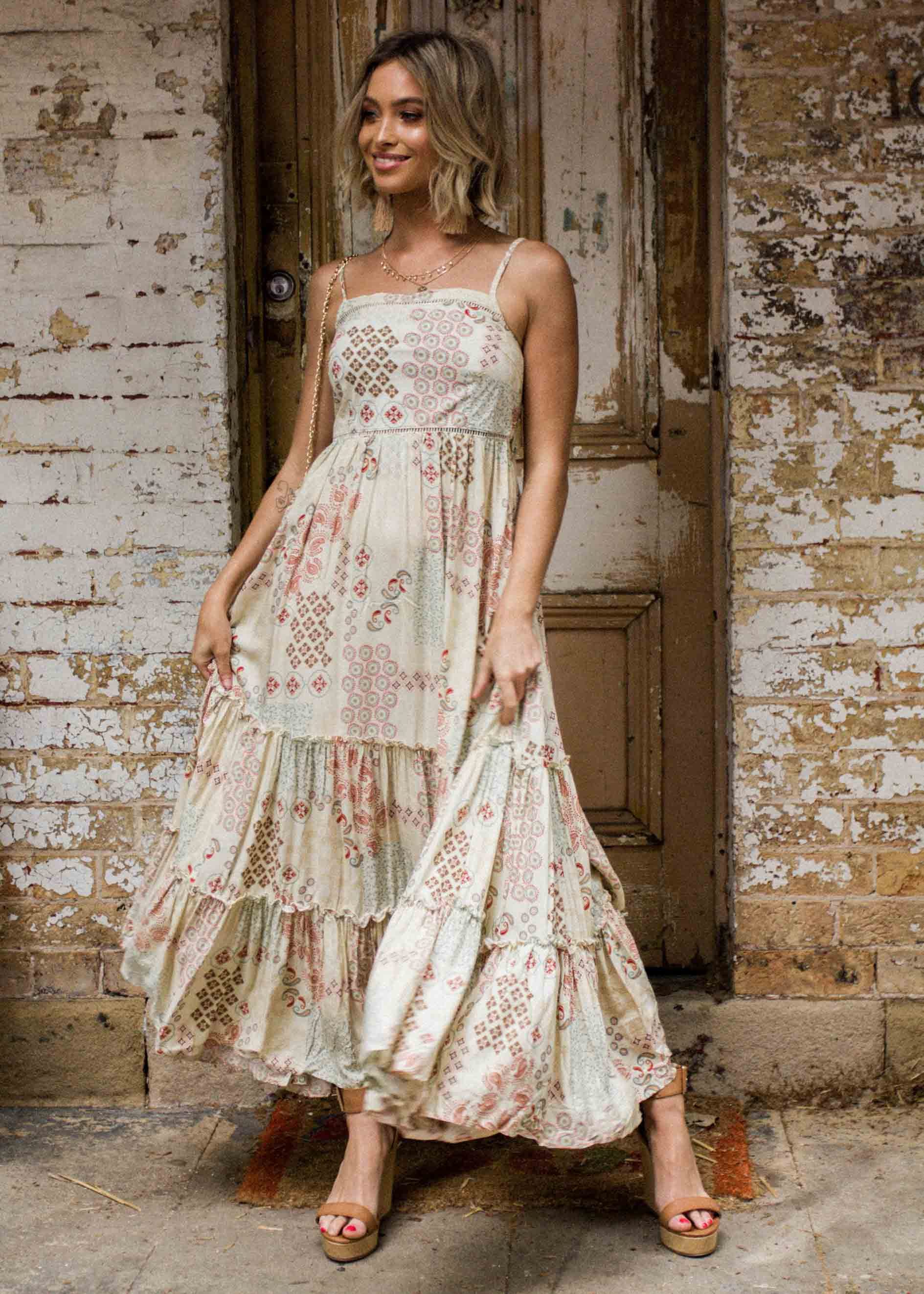 Billie Maxi Dress w/ Tie - Rising Sun
