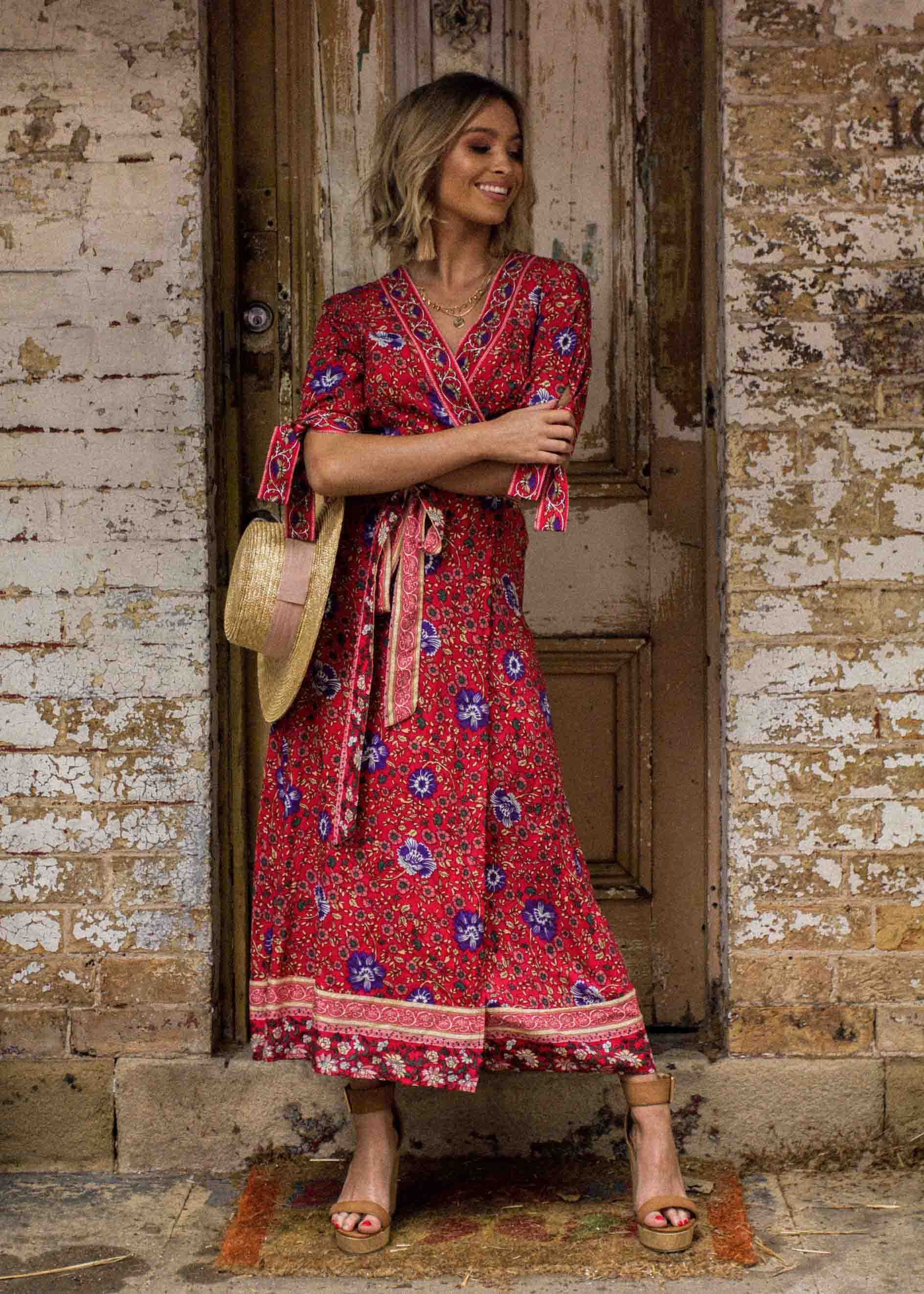 Beyond Dreams Wrap Maxi Dress - Saffron Blossom