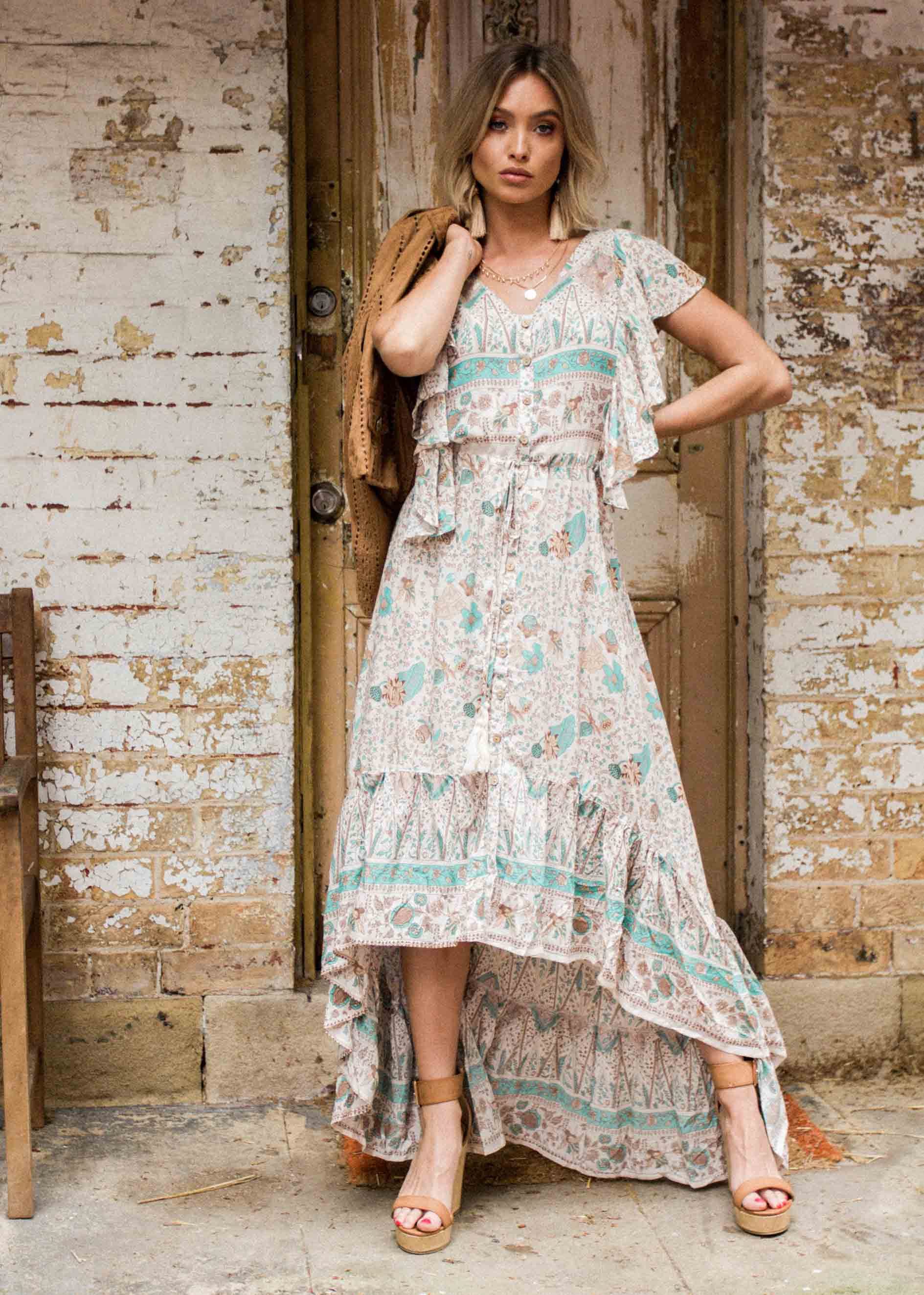 Marley Hi-Lo Maxi Dress - Hummingbird Sage