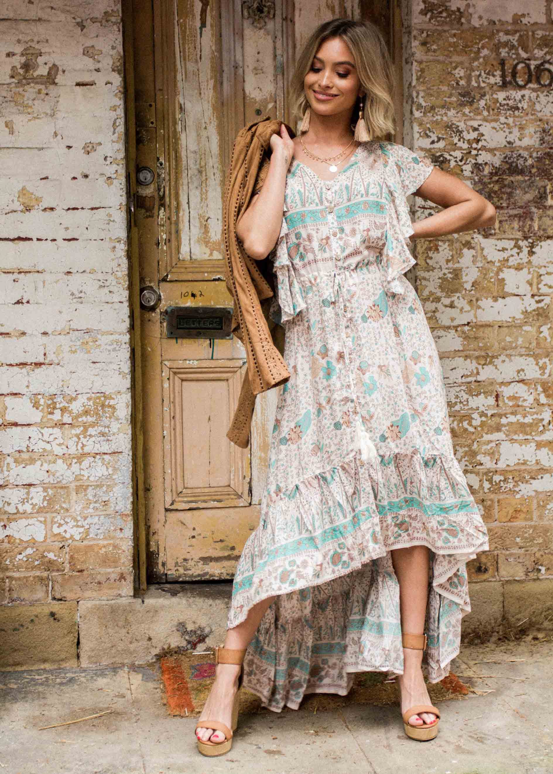 Marley Hi-Lo Maxi Dress - Hummingbird Sage