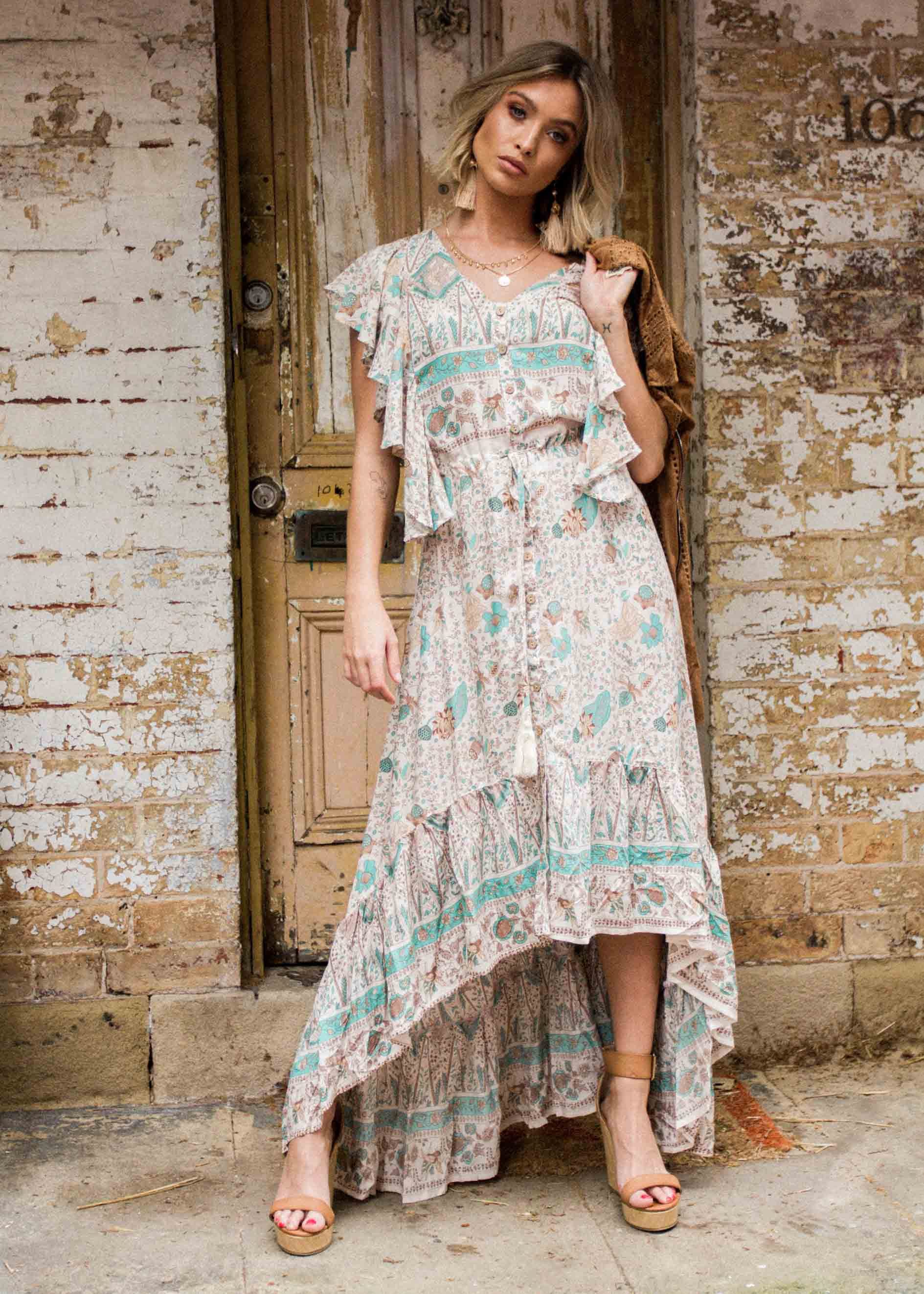Marley Hi-Lo Maxi Dress - Hummingbird Sage