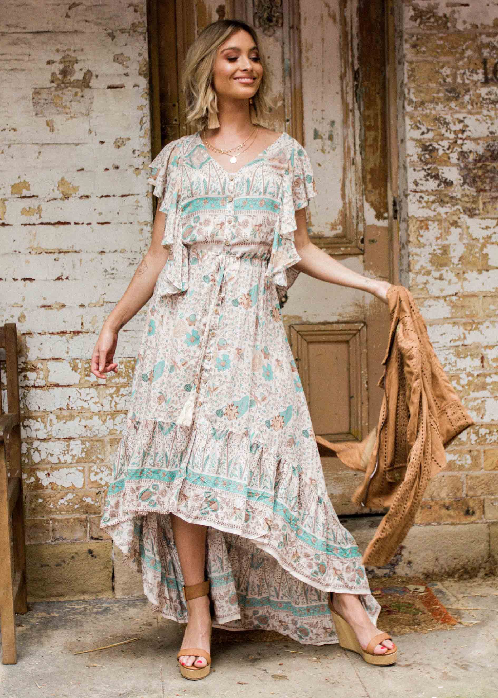 Marley Hi-Lo Maxi Dress - Hummingbird Sage