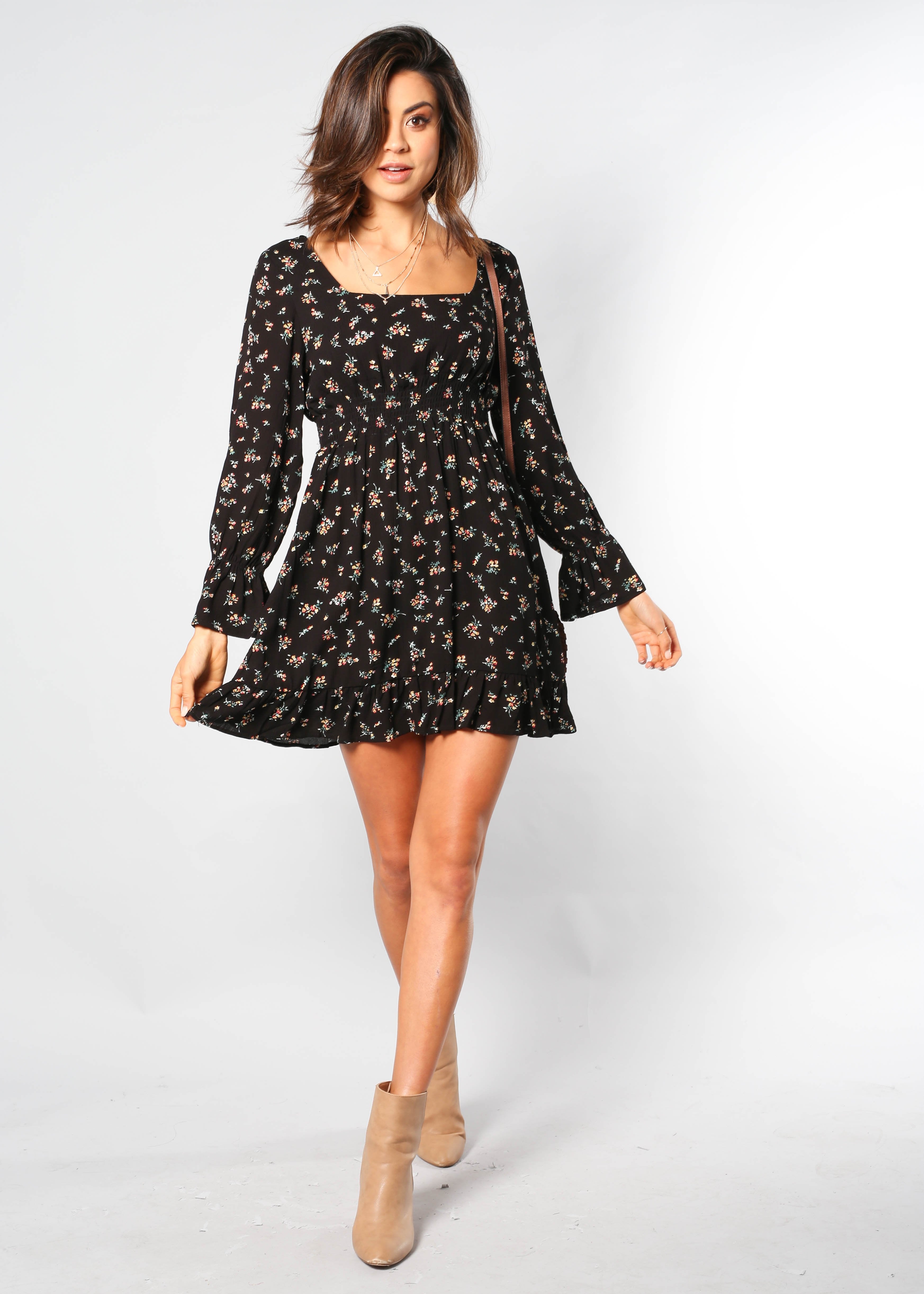 Finding My Way Dress - Black Floral
