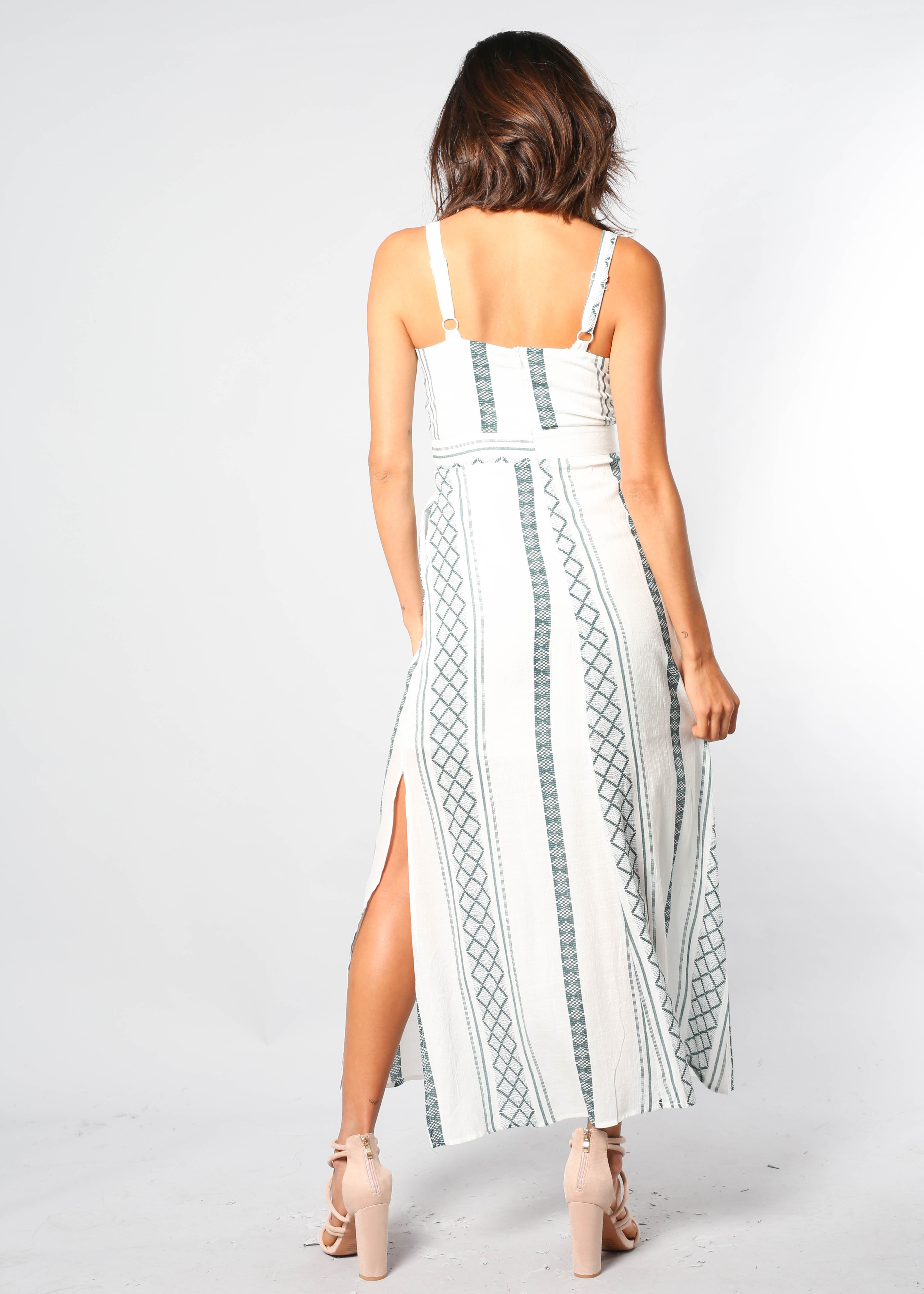Elsbury Maxi Dress - White/Green