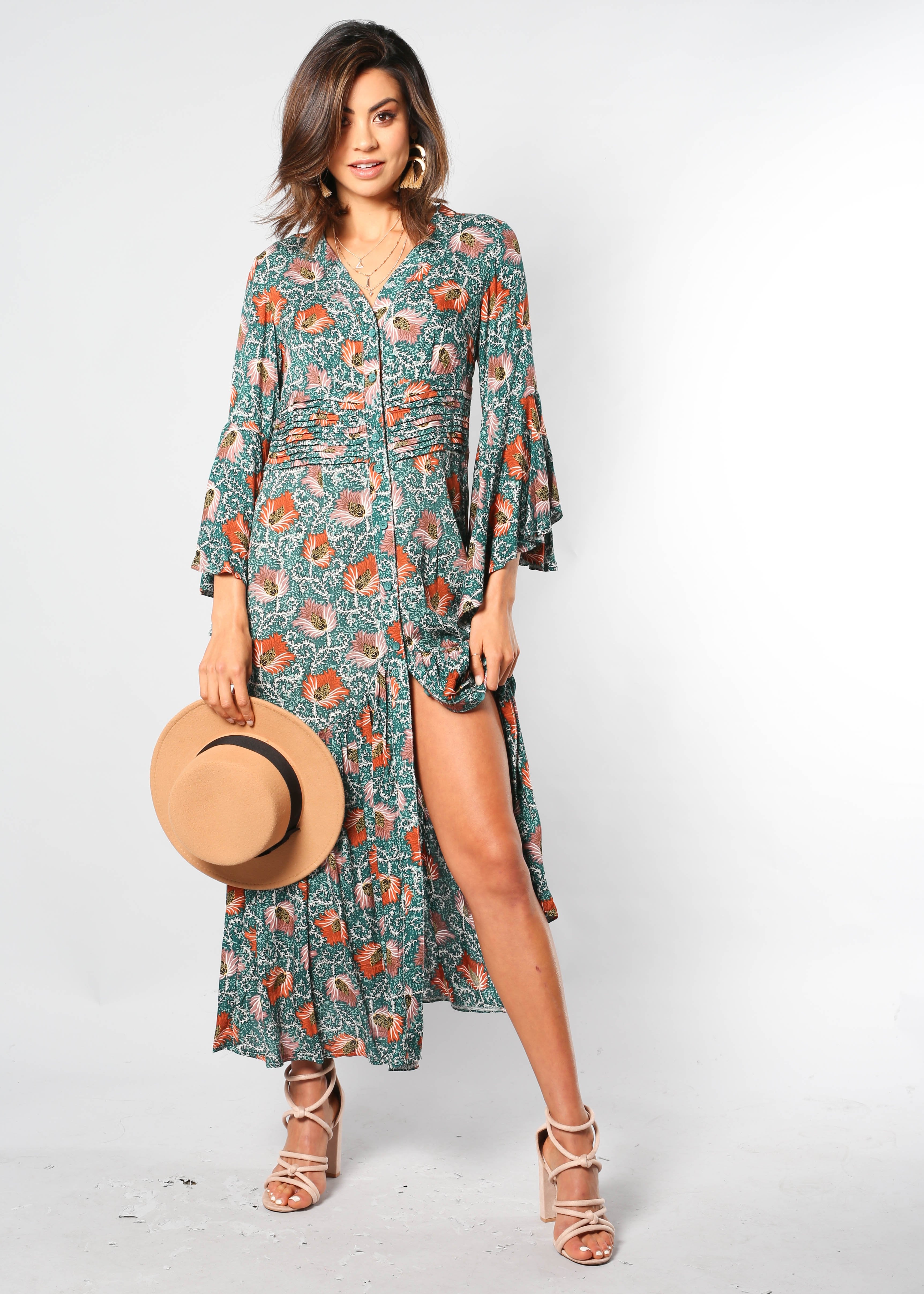 Everything Is Love Maxi Dress - Emerald Bloom