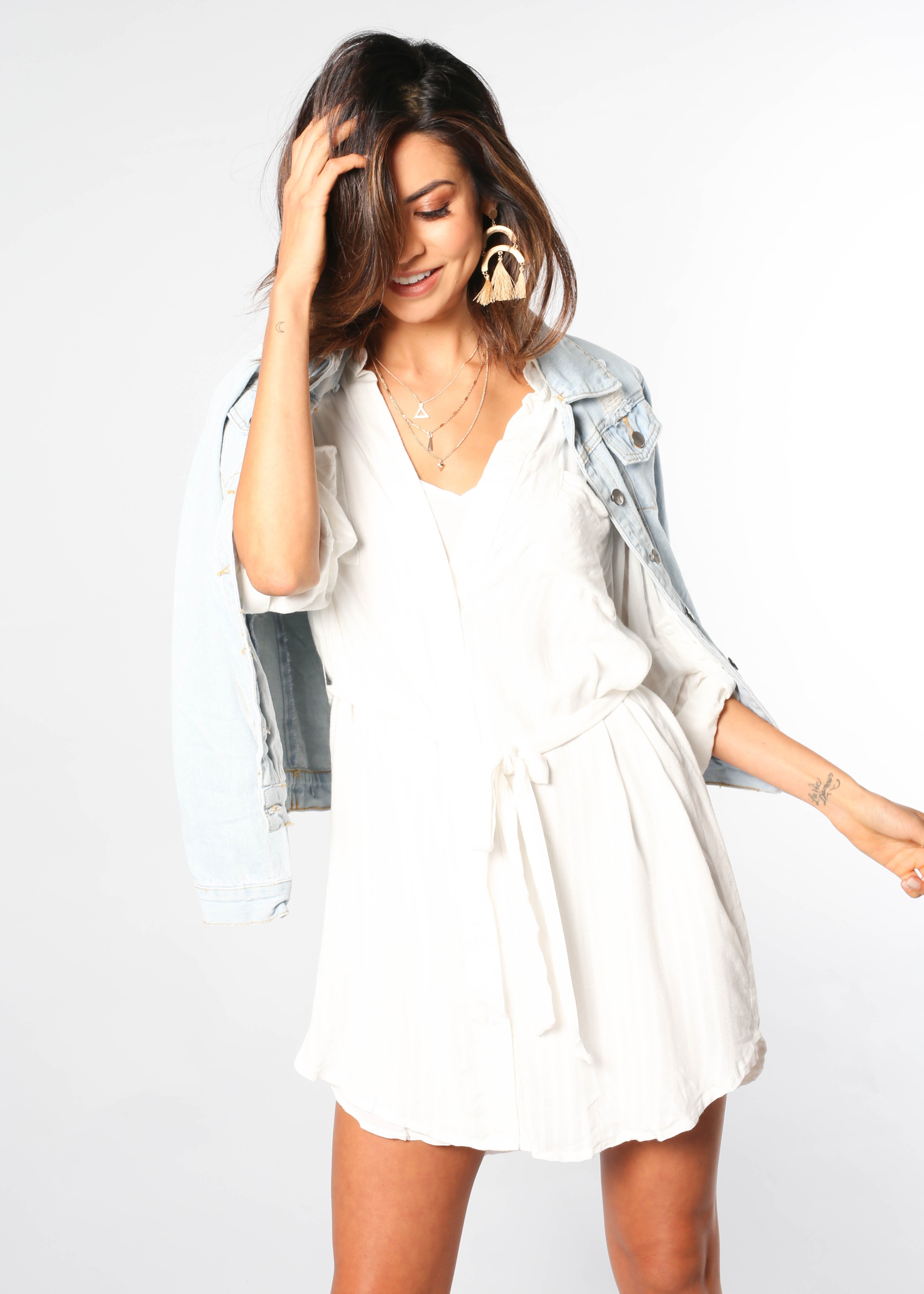 Bahama Sun Shirt Dress w/ Slip - Off White