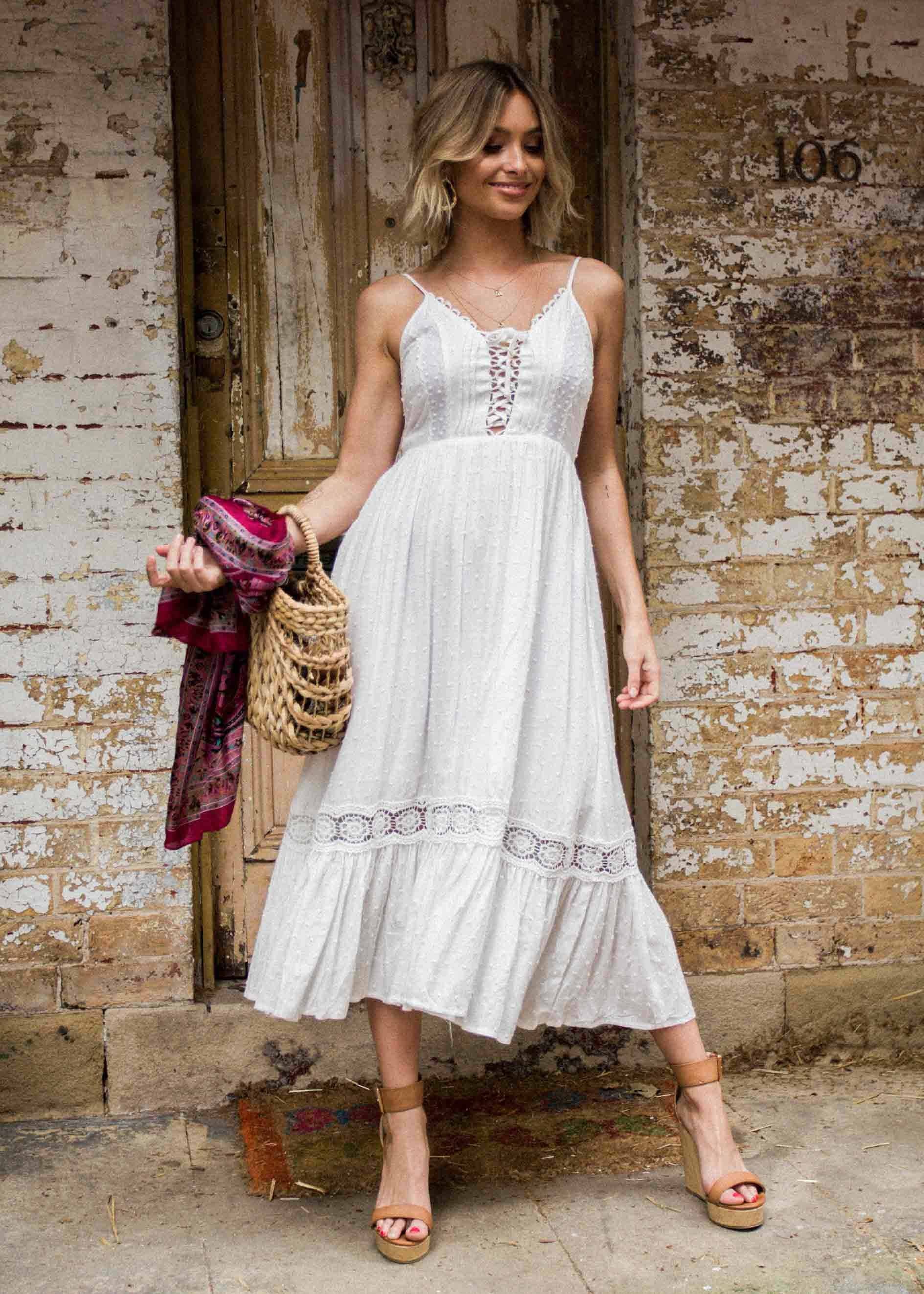 Nightingale Midi Dress - White