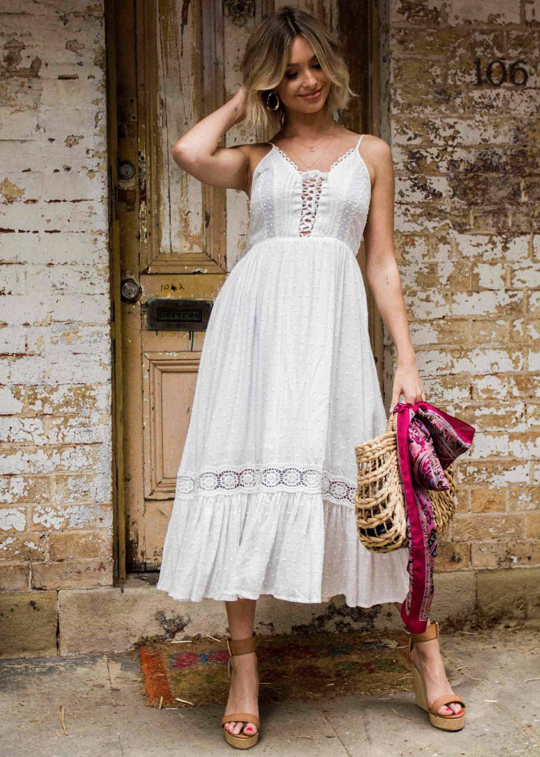 Nightingale Midi Dress - White