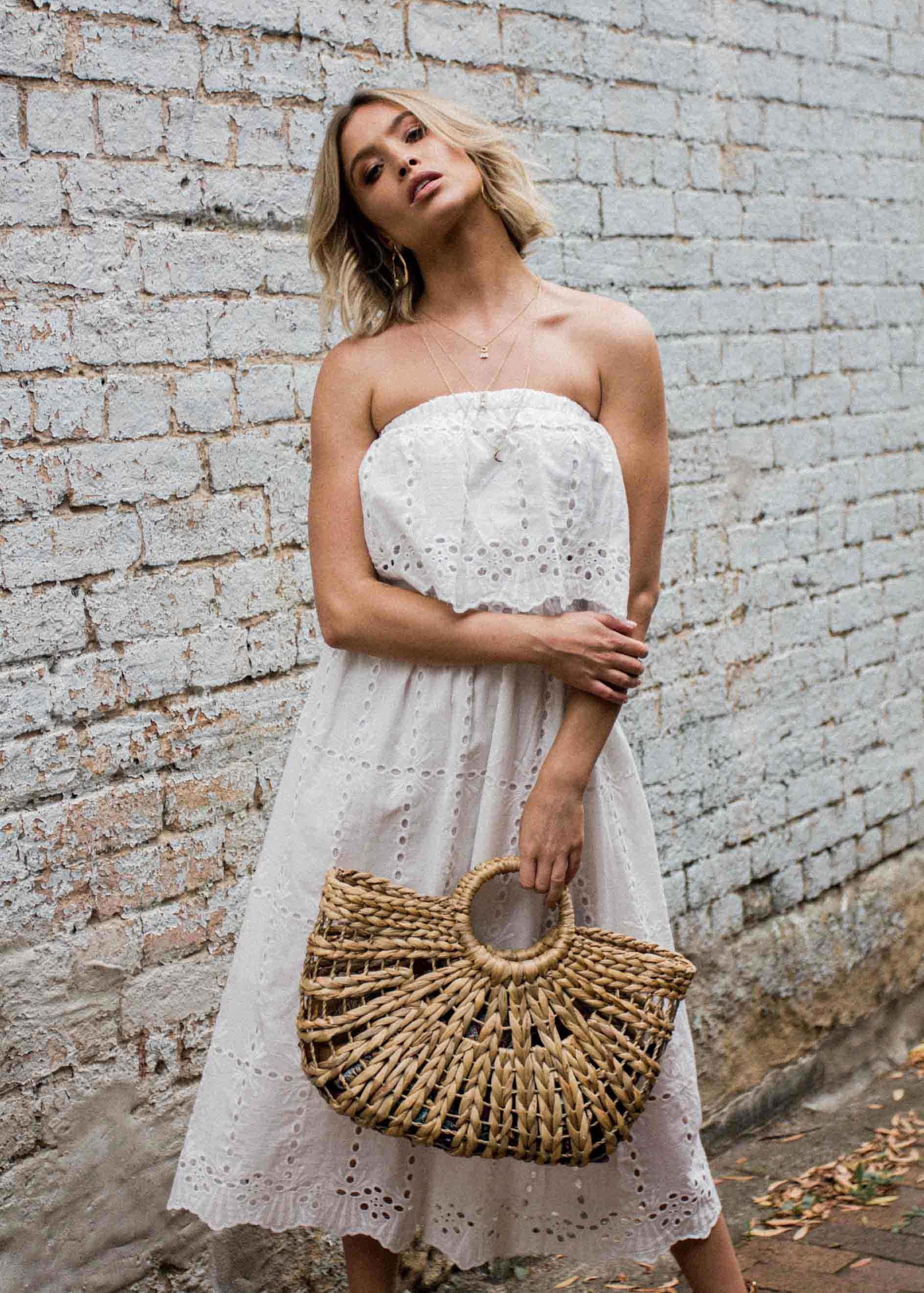 Sparkling Dreams Strapless Midi Dress - White