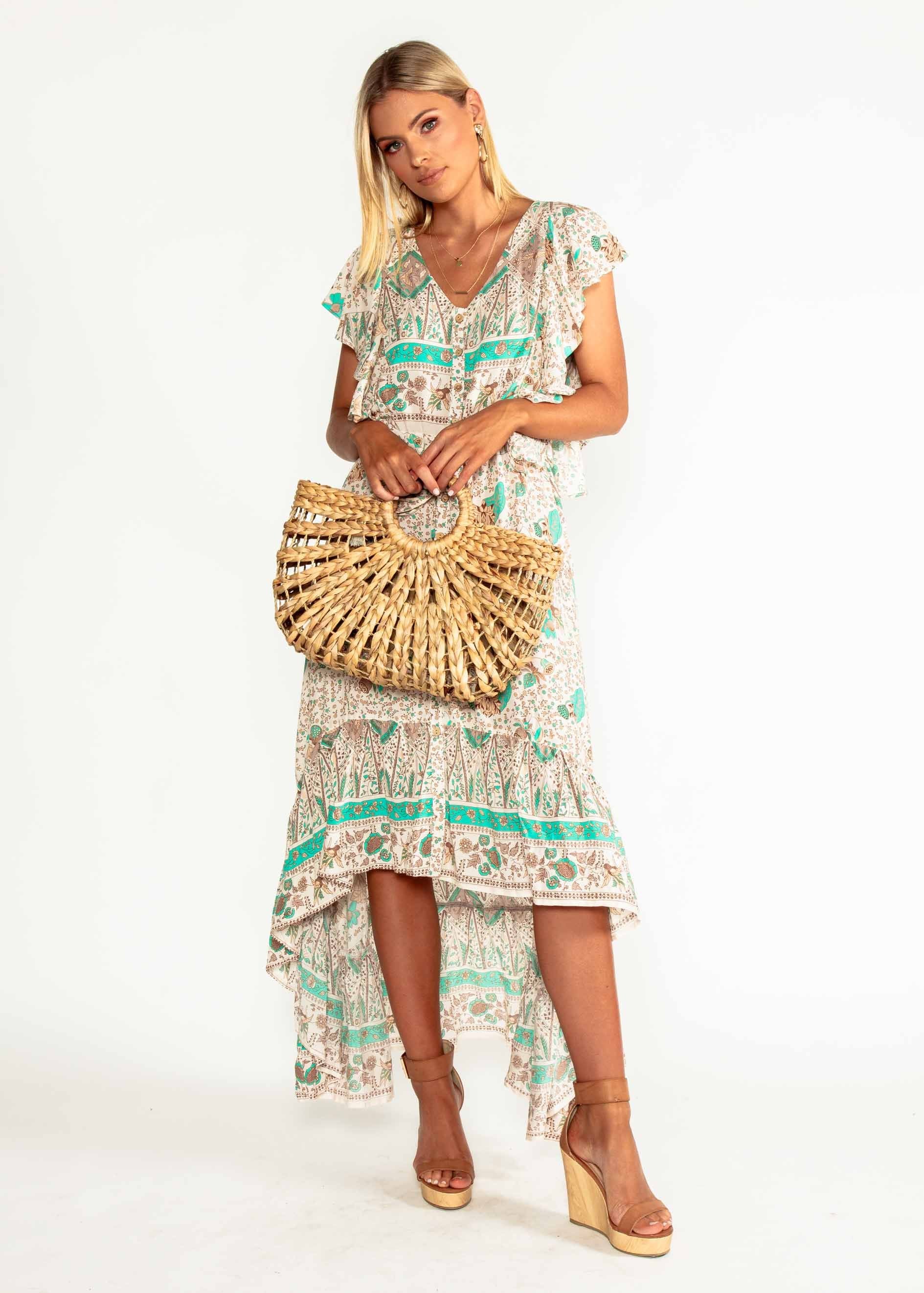 Marley Hi-Lo Maxi Dress - Hummingbird Sage